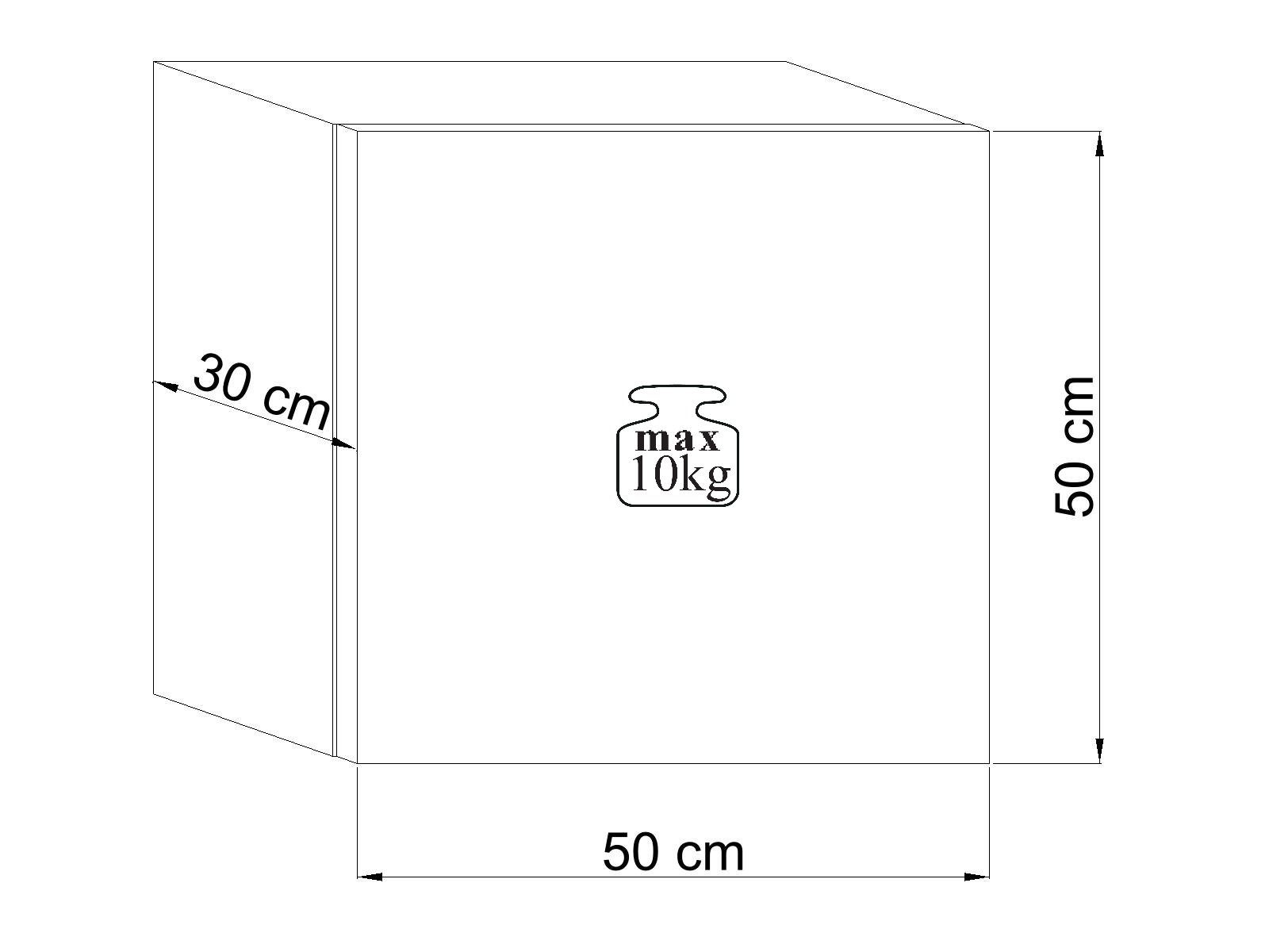 Eiche Wotan 50cm, Breite M1, Wandregal grifflos Domando Levico Hängeschrank