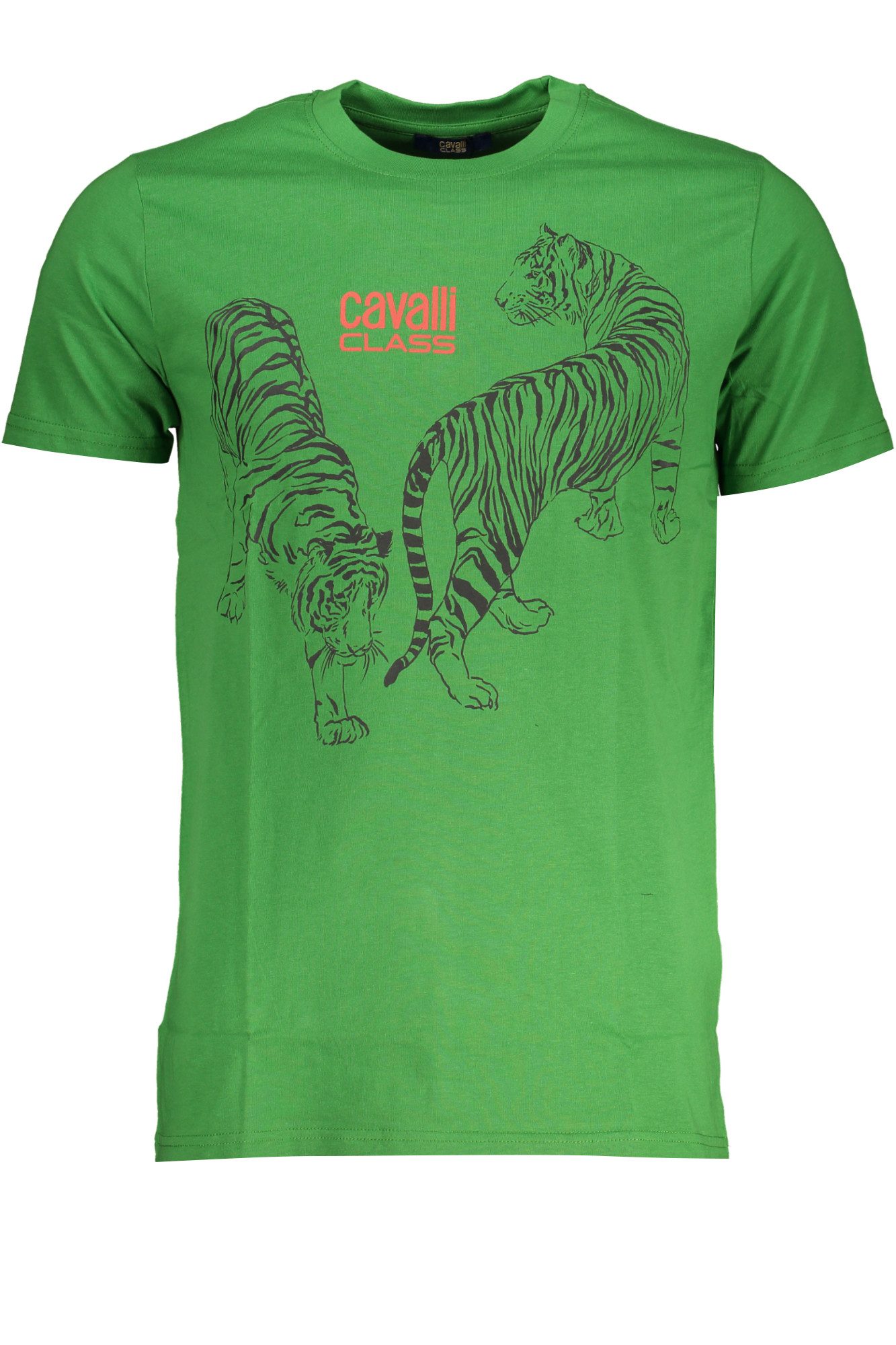Cavalli Class T-Shirt Herren T-Shirt in Grün mit Rundhals & Logo-Druck -