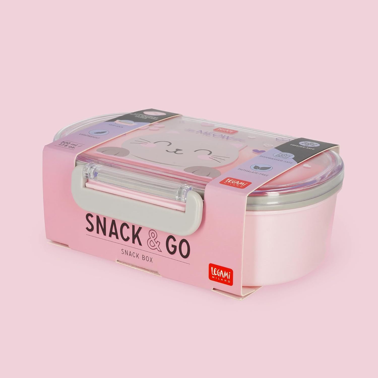Legami Federmäppchen LEGAMI Snack & Go Lunchbox Kitty 500 ml mit Trenner