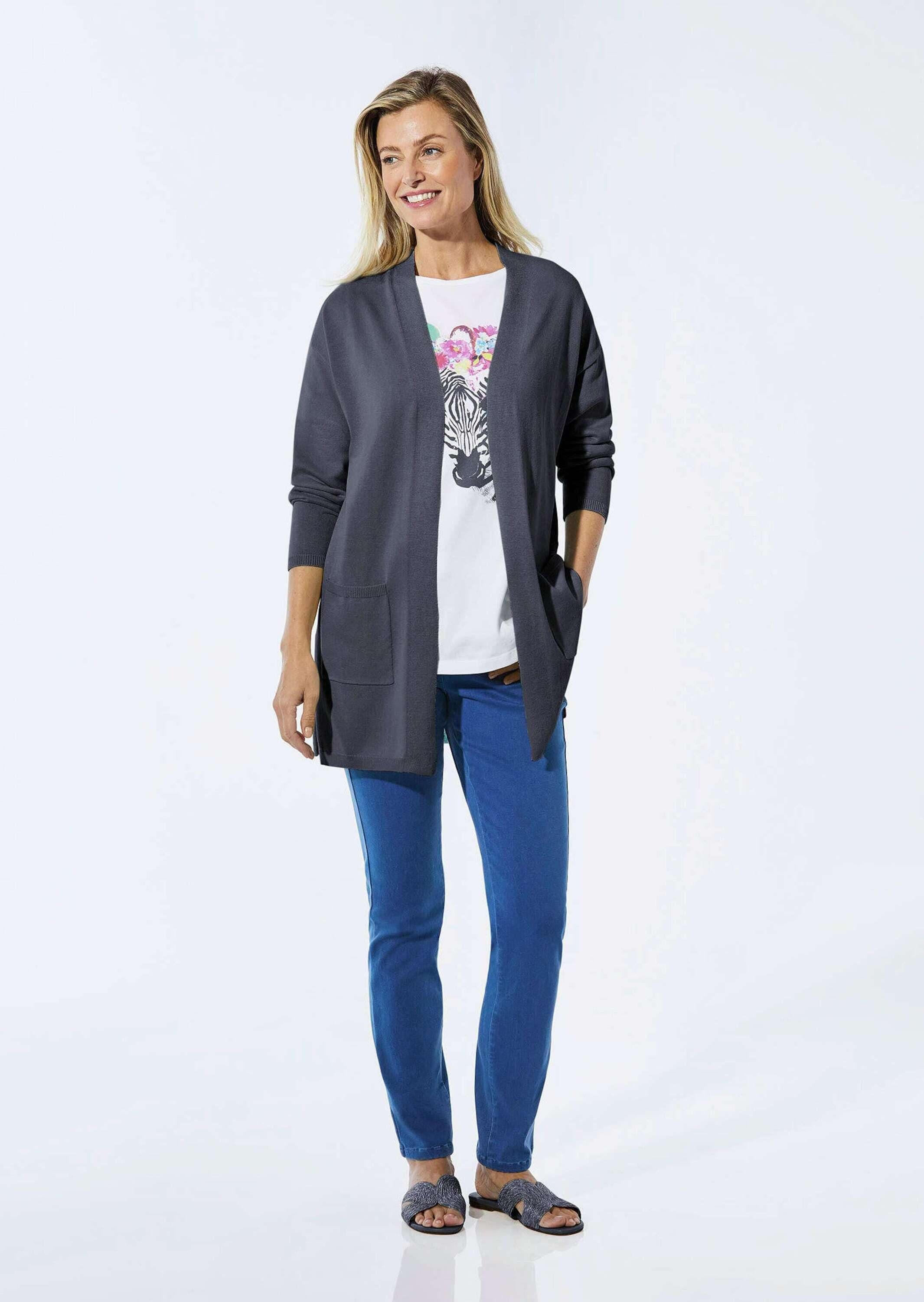GOLDNER Strickjacke Longstrickjacke mit aufgesetzten Taschen günstig online kaufen