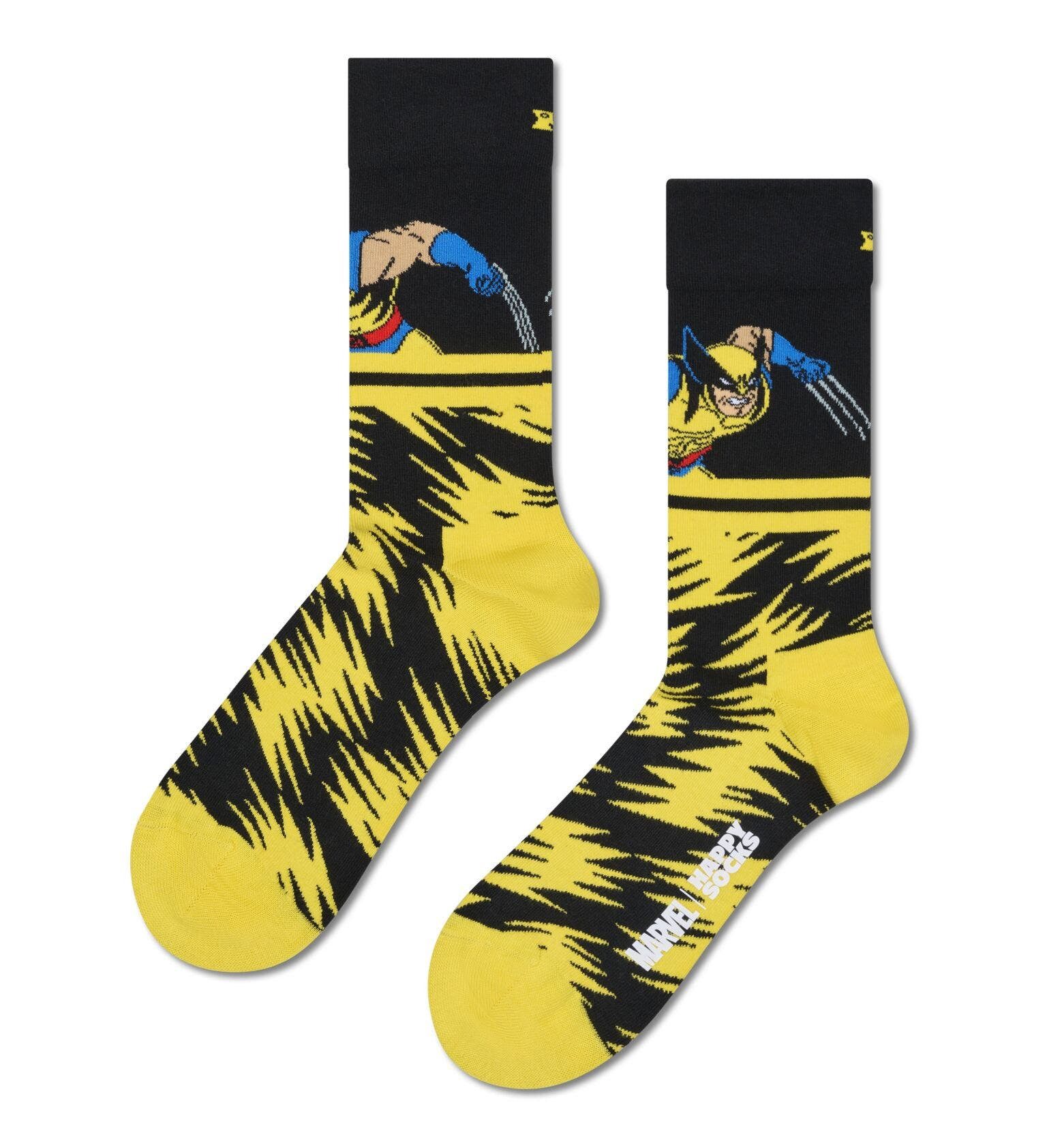 Happy Socks Socken Tagessocke Crew Marvel X-Men Wolverine gelb - 1 Paar günstig online kaufen