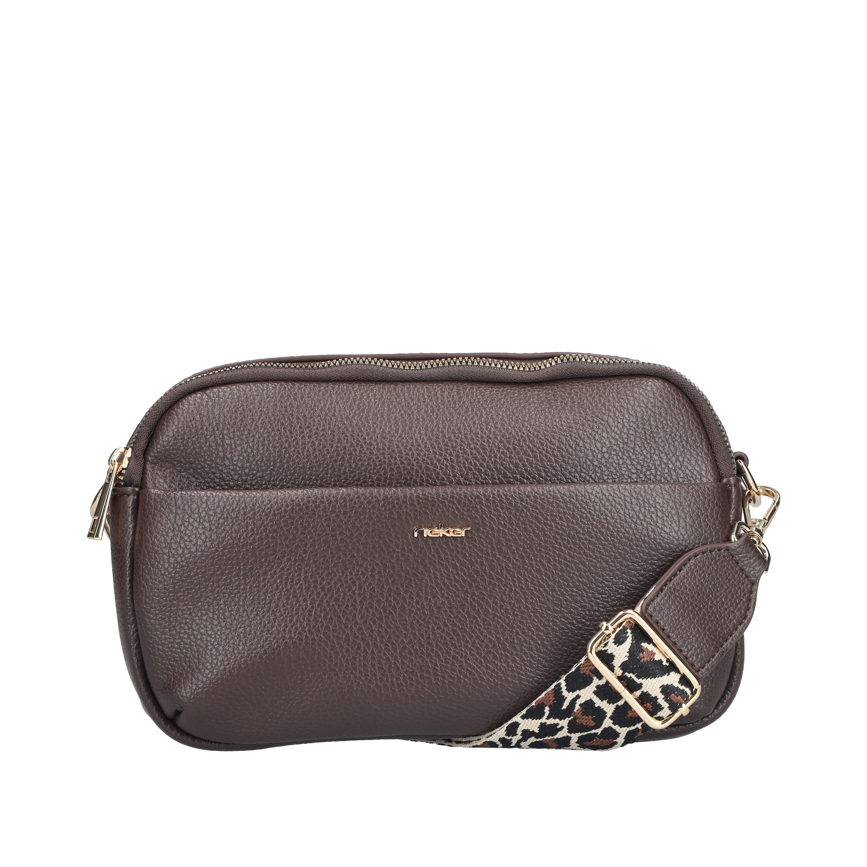 Rieker Umhängetasche, Damen Schultertasche, Handtasche mit zwei Reißverschlüssen