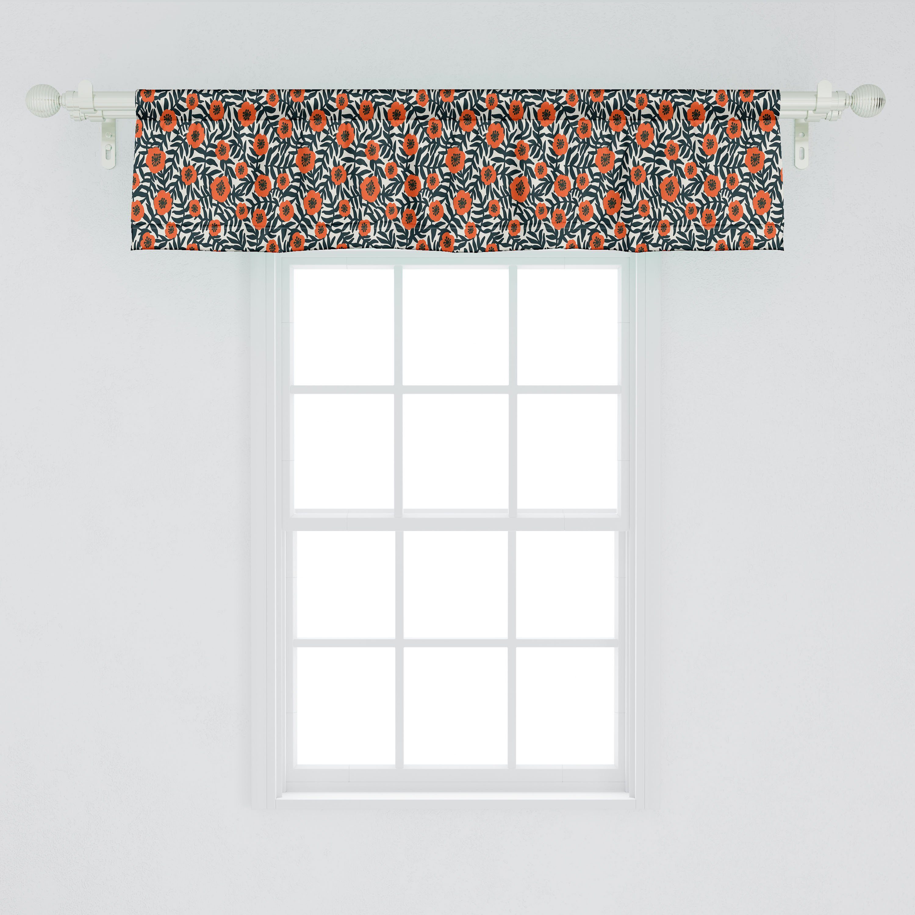 Kunst Dekor Stangentasche, für Vorhang Microfaser, Hirtenwiesenblumen Volant Scheibengardine Schlafzimmer Abakuhaus, mit Mohnblume Küche