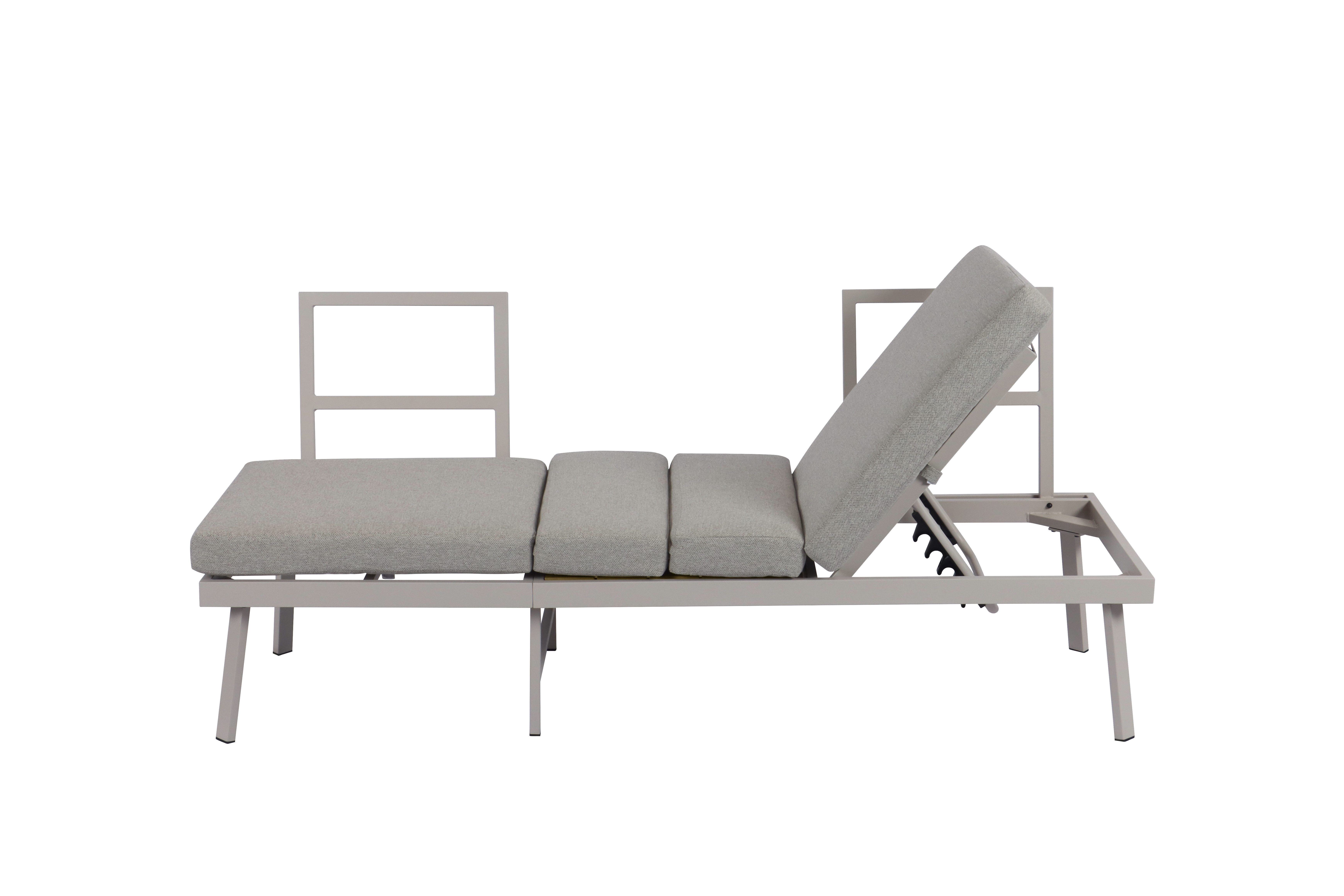 Koll Living Gartenlounge-Bank Aluna, 2-in-1-System, zu Gartenliege umklappbar (0-St., 2-in-1-System), zu Gartenliege umwandelbar, mit Klapptisch