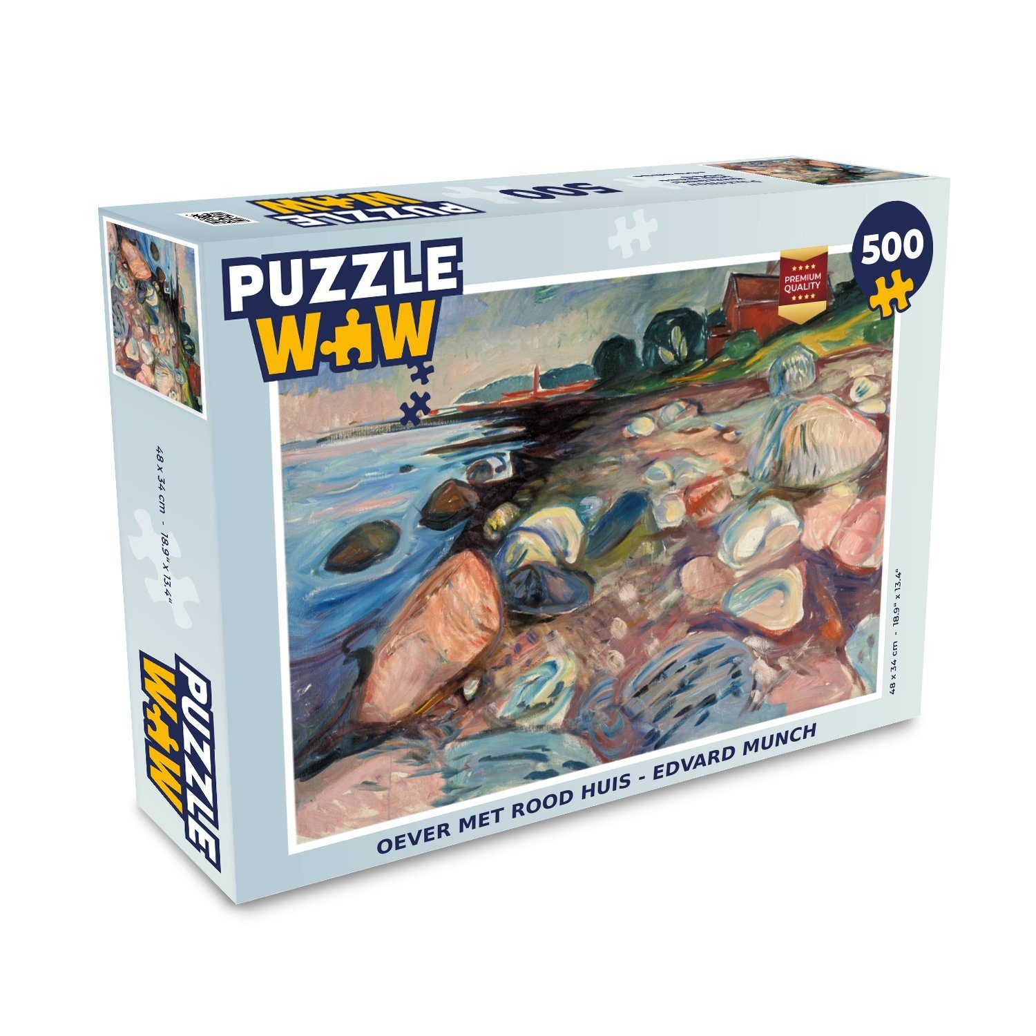 MuchoWow Puzzle Bank mit rotem Haus Edvard Munch, 500 Puzzleteile