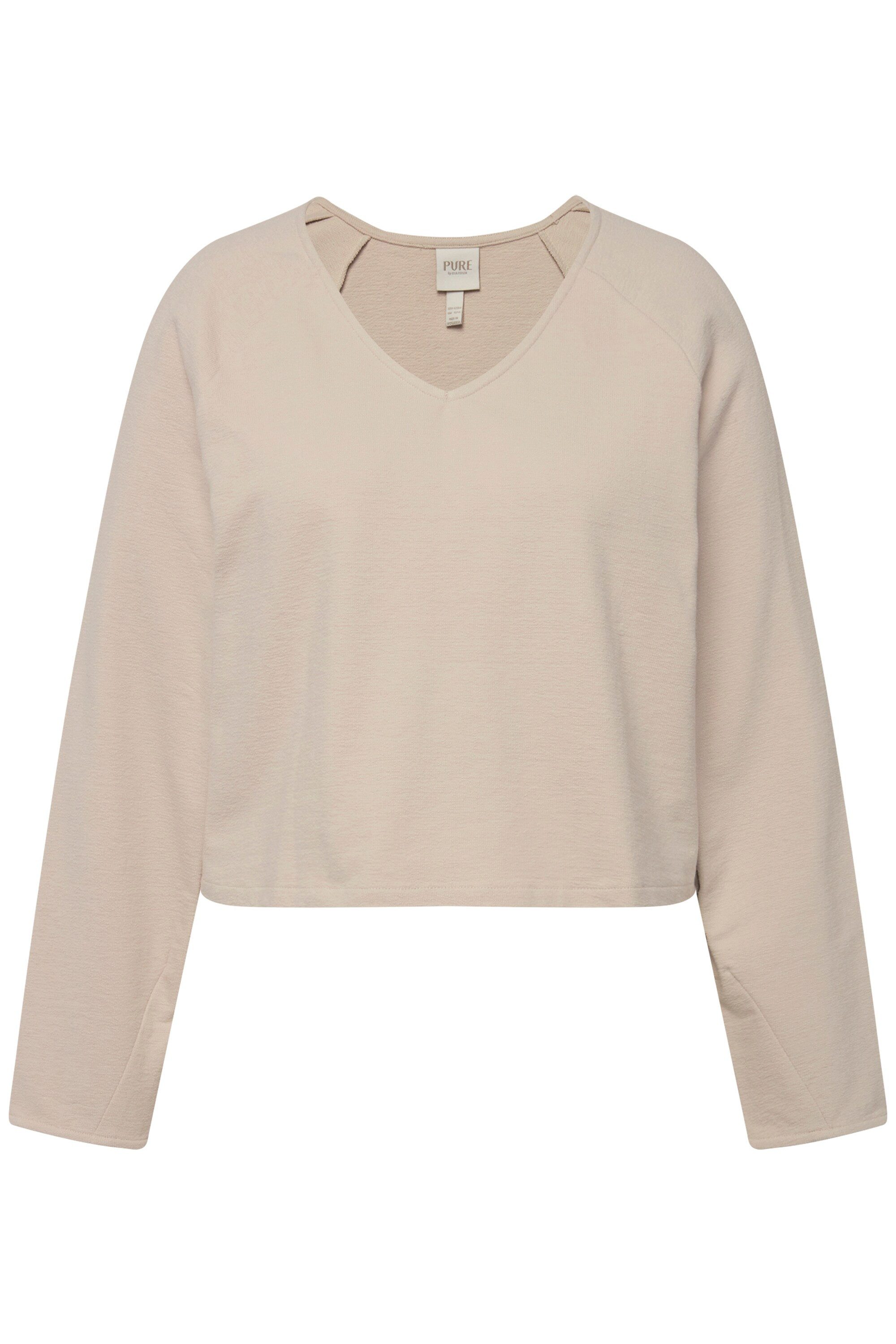 Ulla Popken Sweatshirt Sweatshirt kurz V-Ausschnitt günstig online kaufen