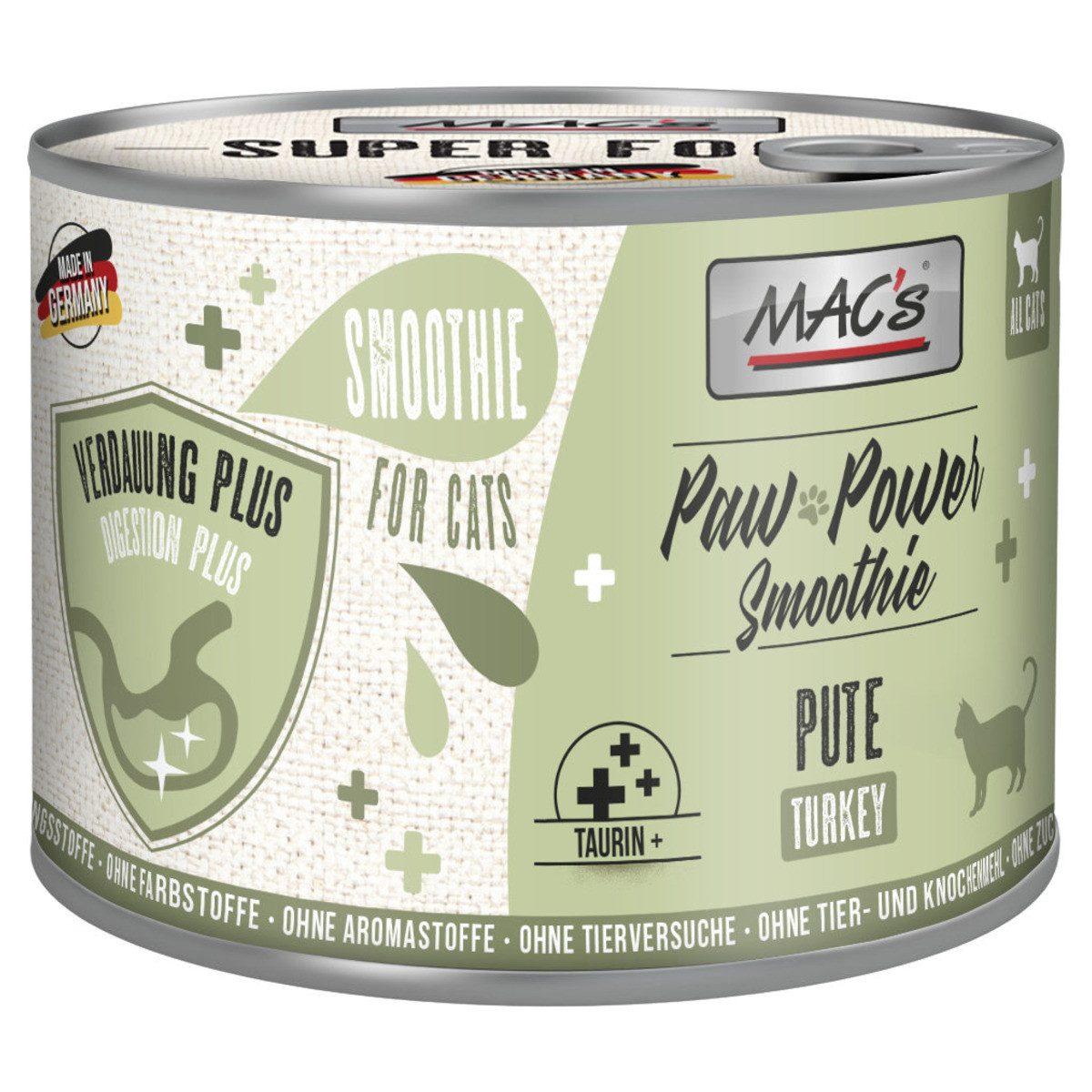 MAC'S Paw Power Smoothie Pute - Verdauung Plus 200 g - 6 Stück für Katzen, für: Katze