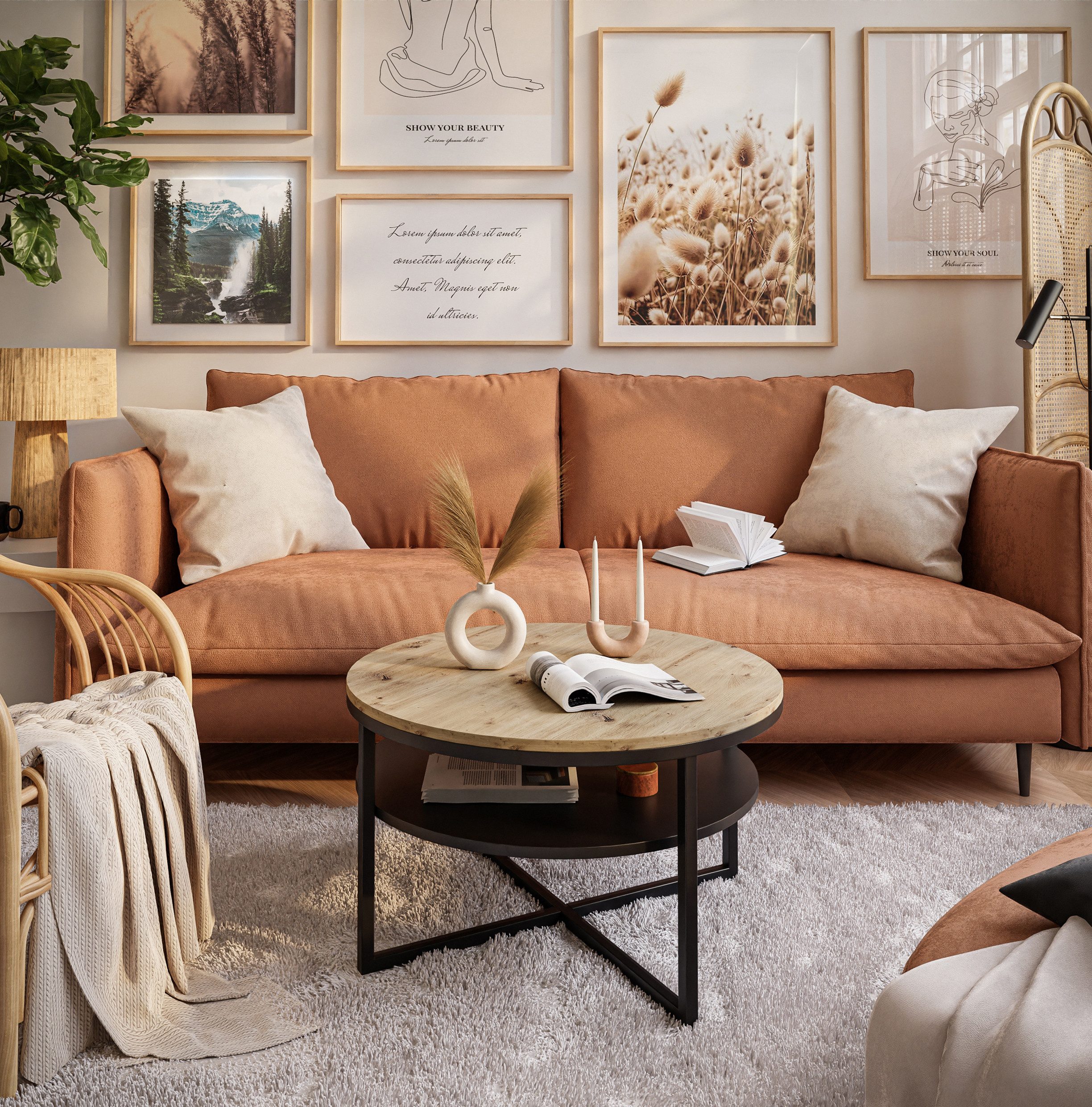 Lookway Couchtisch CIRI-X LOFT mit Ablage (1 Tisch), Durchmesser: ⌀ 70 cm günstig online kaufen