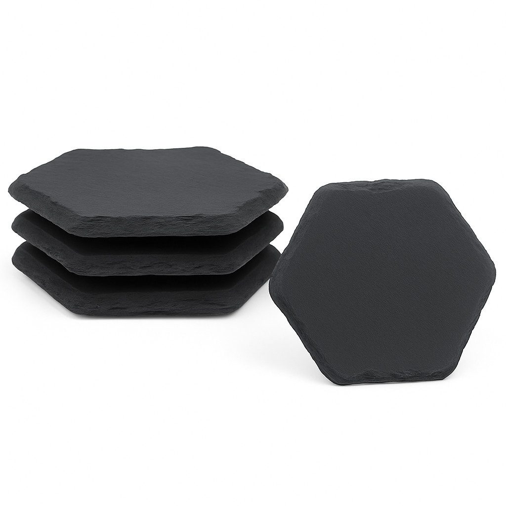 hausleben Glasuntersetzer Schiefer-Getränkeuntersetzer, 4-tlg.