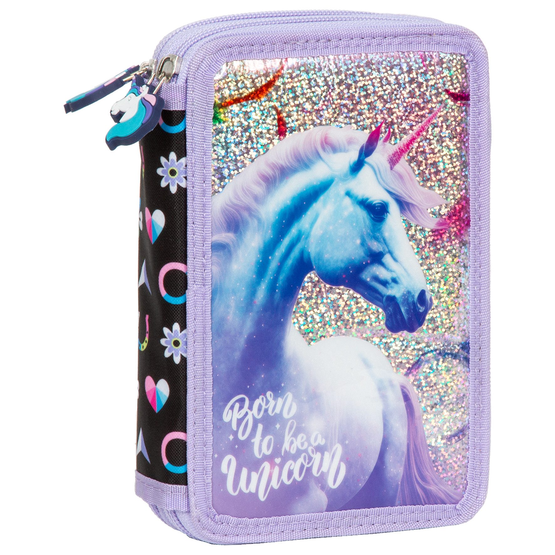 DERFORM Federtasche Einhorn Federmappe gefüllt 2 Fach Federmäppchen Stifte Etui Unicorn