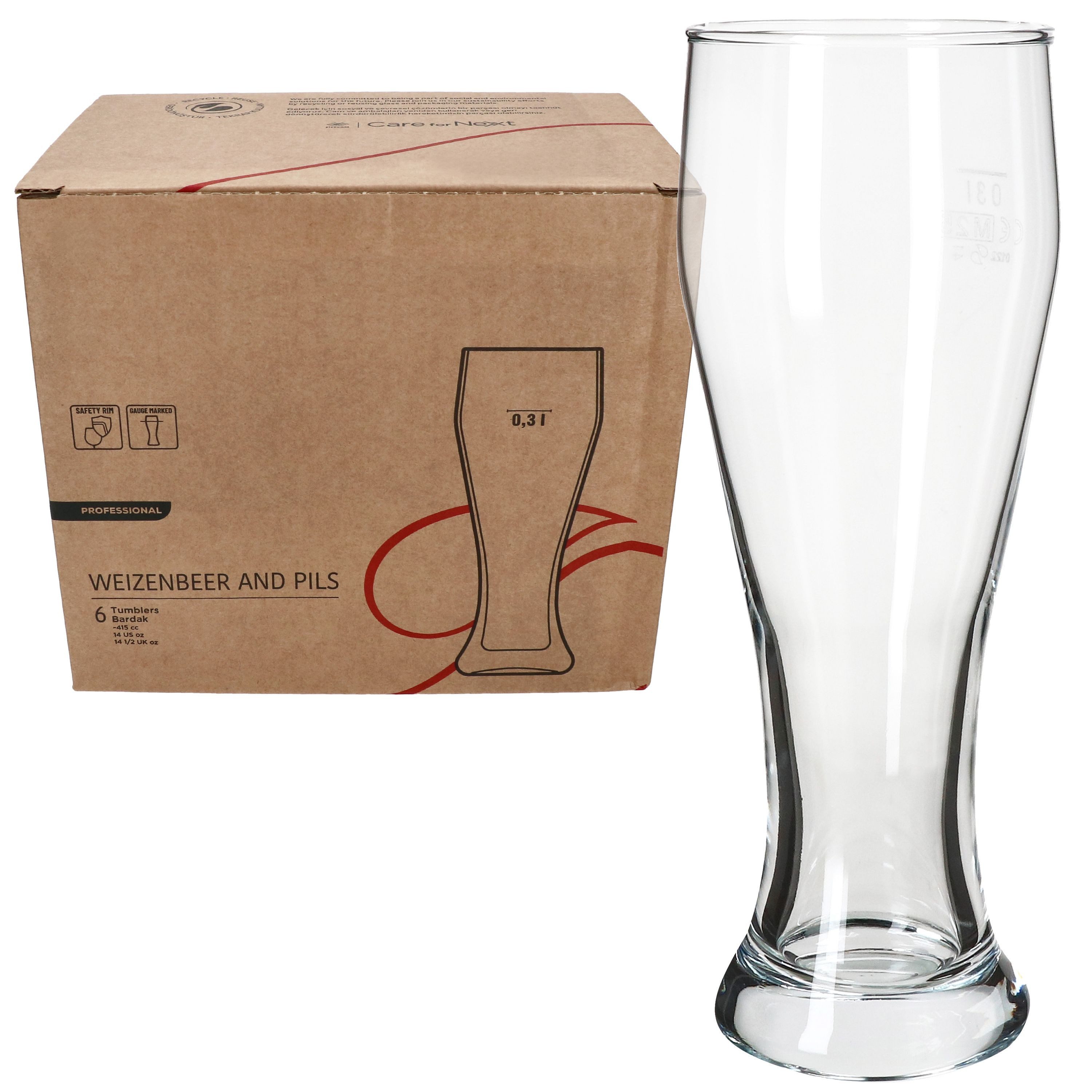 MamboCat Bierglas MamboCat 6x Seppl Baby-Weizenbiergläser Set 0,3 L geeicht Weißbier, Glas