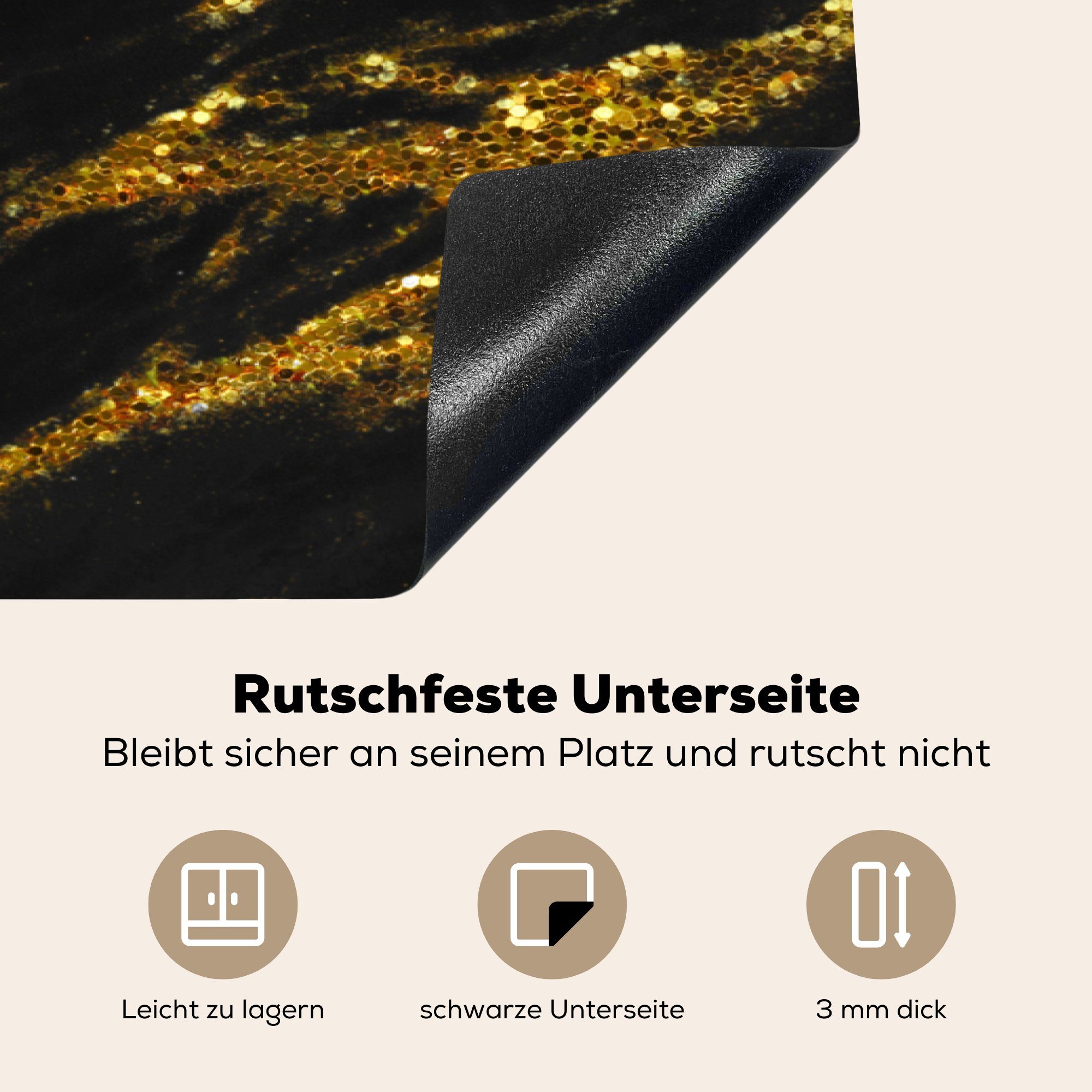 MuchoWow Herdblende-/Abdeckplatte Marmor - Ceranfeldabdeckung, - küche 78x78 cm, Arbeitsplatte tlg), (1 für Vinyl, Schwarz Gold