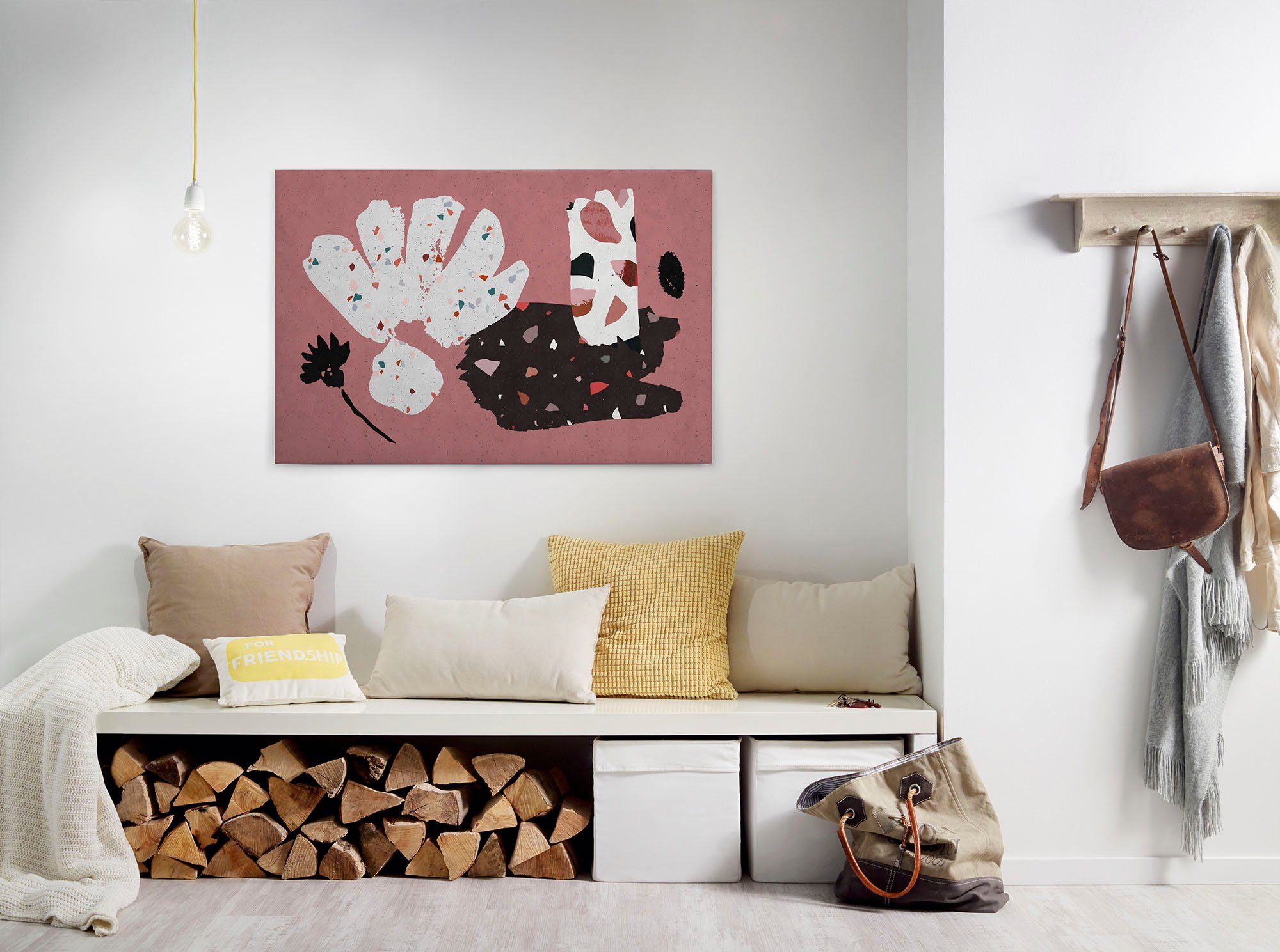 A.S. Création Leinwandbild terrazzo 4, Abstrakt, Kinder, Kunst (1 St), Keilrahmen Bild Abstrakt Bunt Rosa Leinwand-Bild Wohnzimmer modern