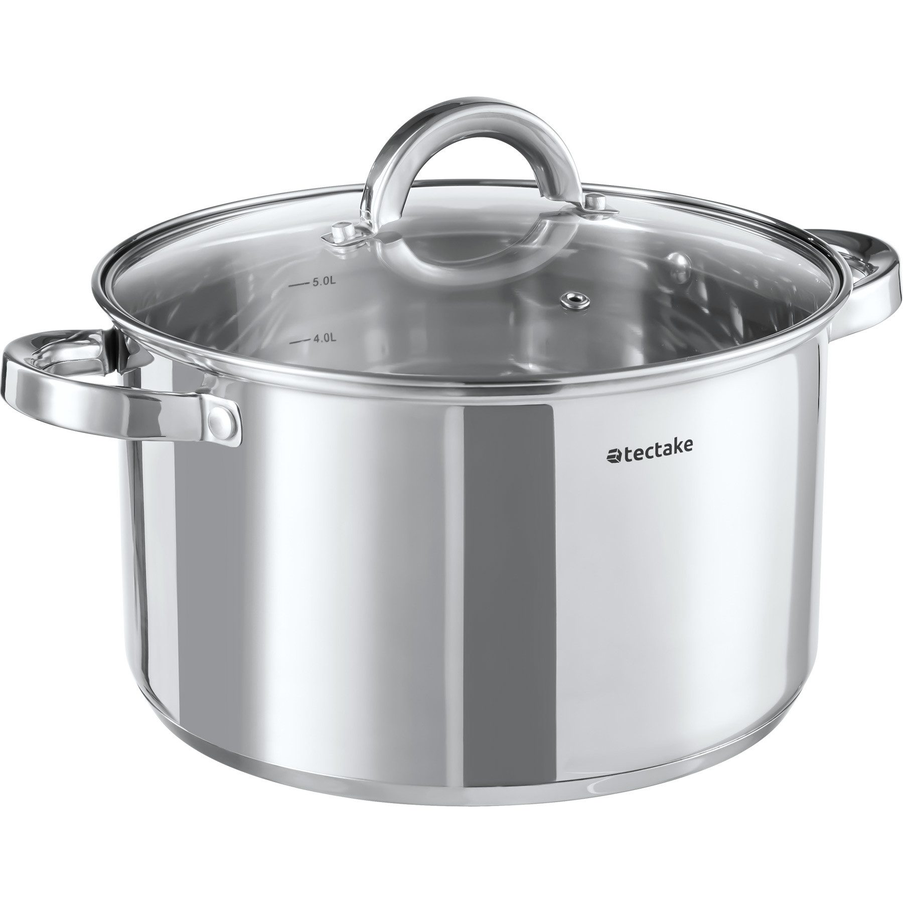 tectake Topf-Set Kochtopfset aus Edelstahl 15-teilig, Messskala in den Töpfen, Edelstahl (Topfset Induktion Turin, 15-tlg., in silber), für Induktion geeignet, mit Antihaftbeschichtung, spülmaschinenfest