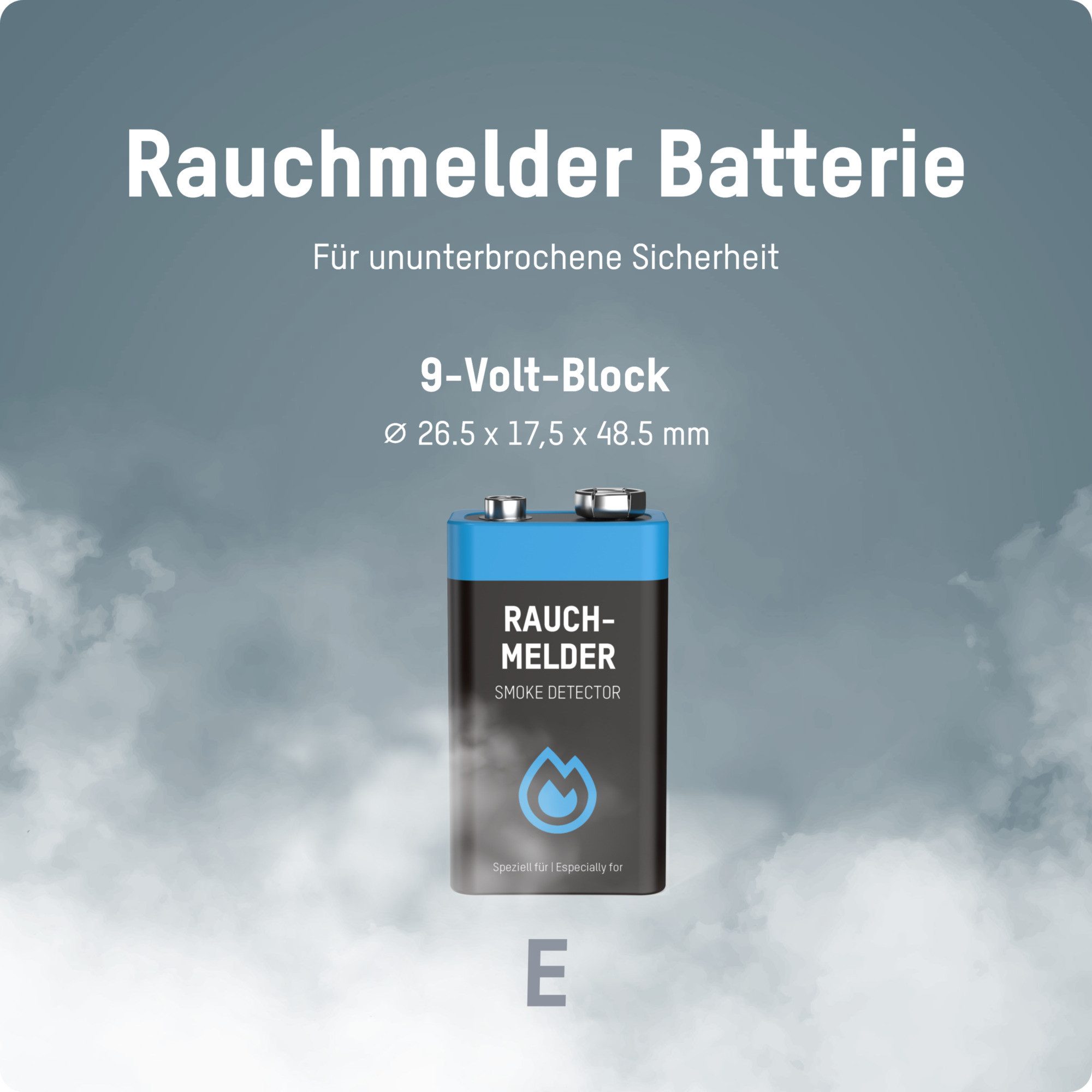 ANSMANN AG Rauchmelder Extrem Lithium Batterie 9V E-Block, 5 Stück Batterie