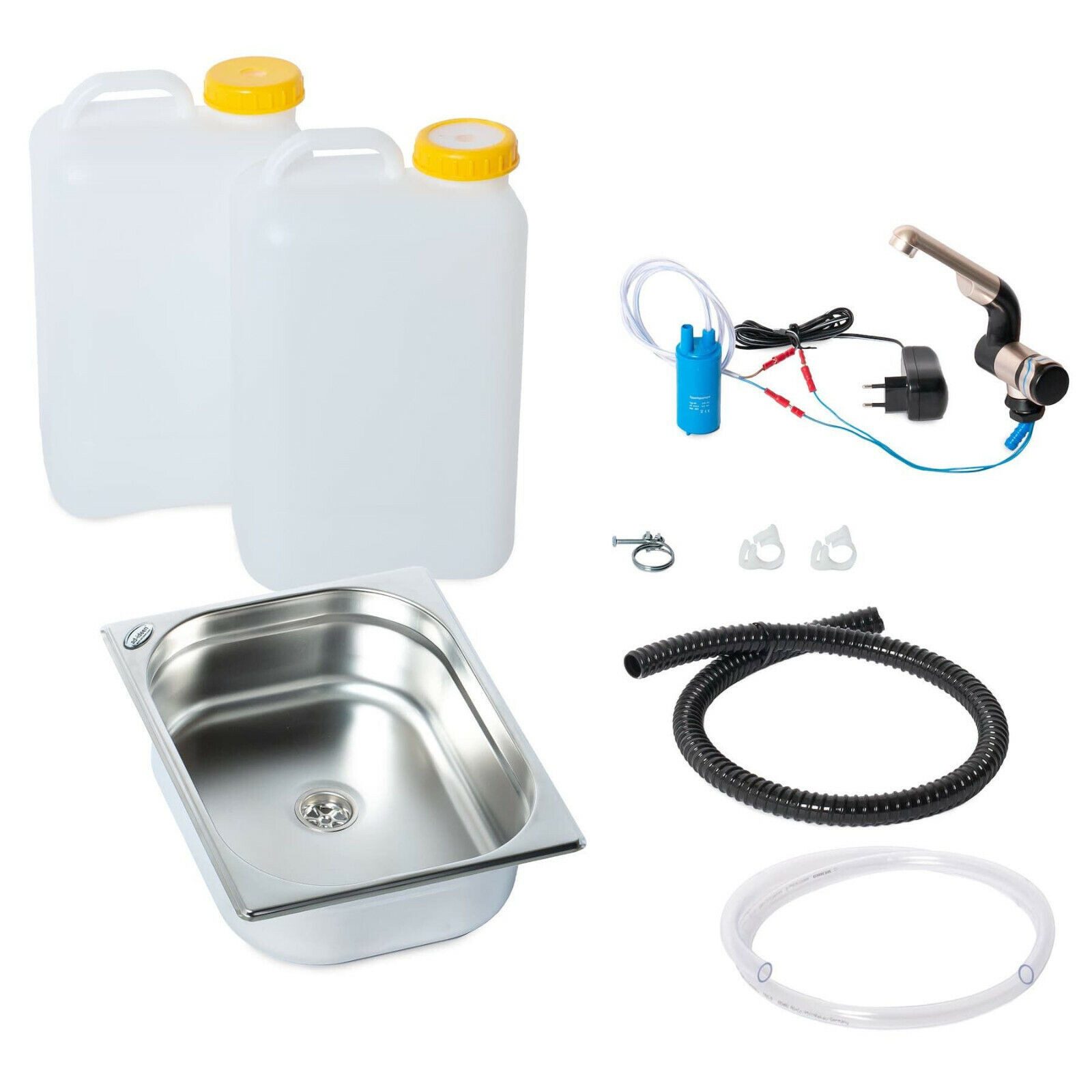 ad-ideen Waschbecken 230V Camper Küche Bausatz 325x265x100mm Barwig Chrom 19L T4 Citroen