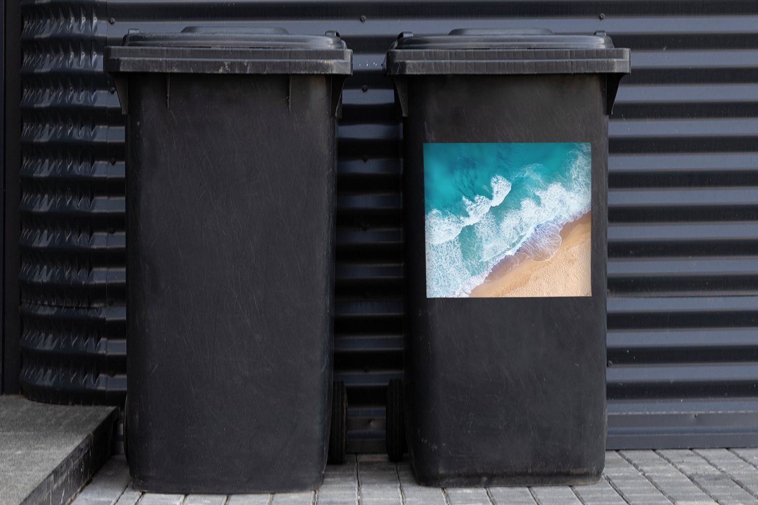 Mülleimer-aufkleber, Abfalbehälter Wandsticker Meer Sticker, - St), Mülltonne, Strand (1 Wasser MuchoWow - Container,