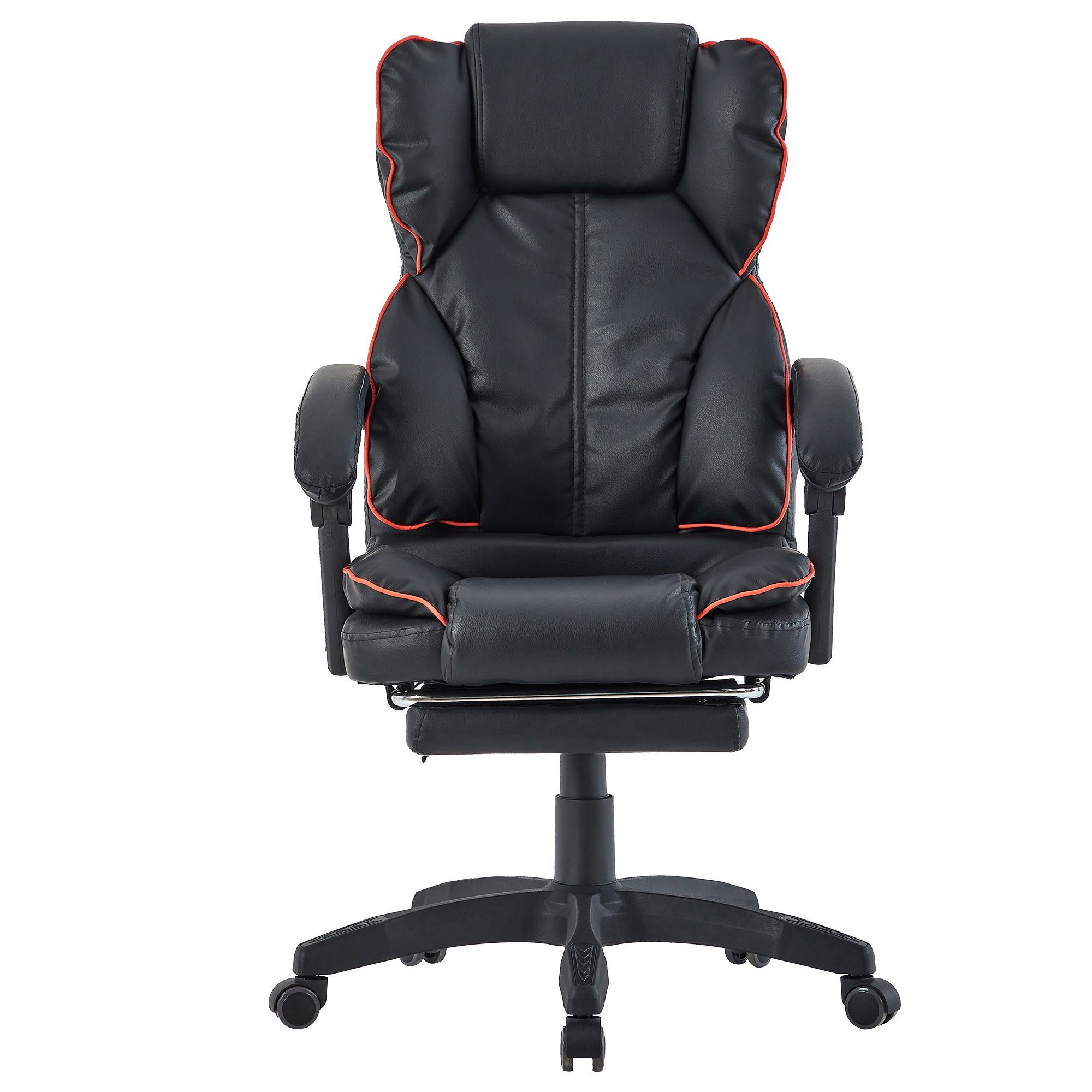 Bürostuhl Hector Home mit TRISENS Office Stück), Chair im 3-Punkt-Armlehnen Chefsessel Lederoptik-Design (1 Schwarz-Rot