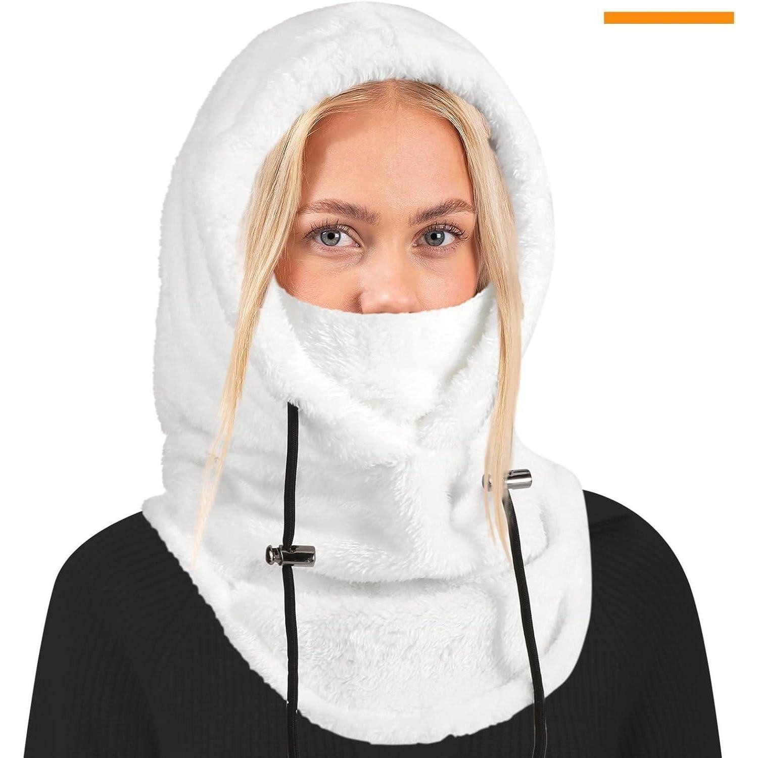 LuxusKollektion Sturmhaube Sturmhaube Thermofleece Skimaske winddicht Halswärmer Weiß