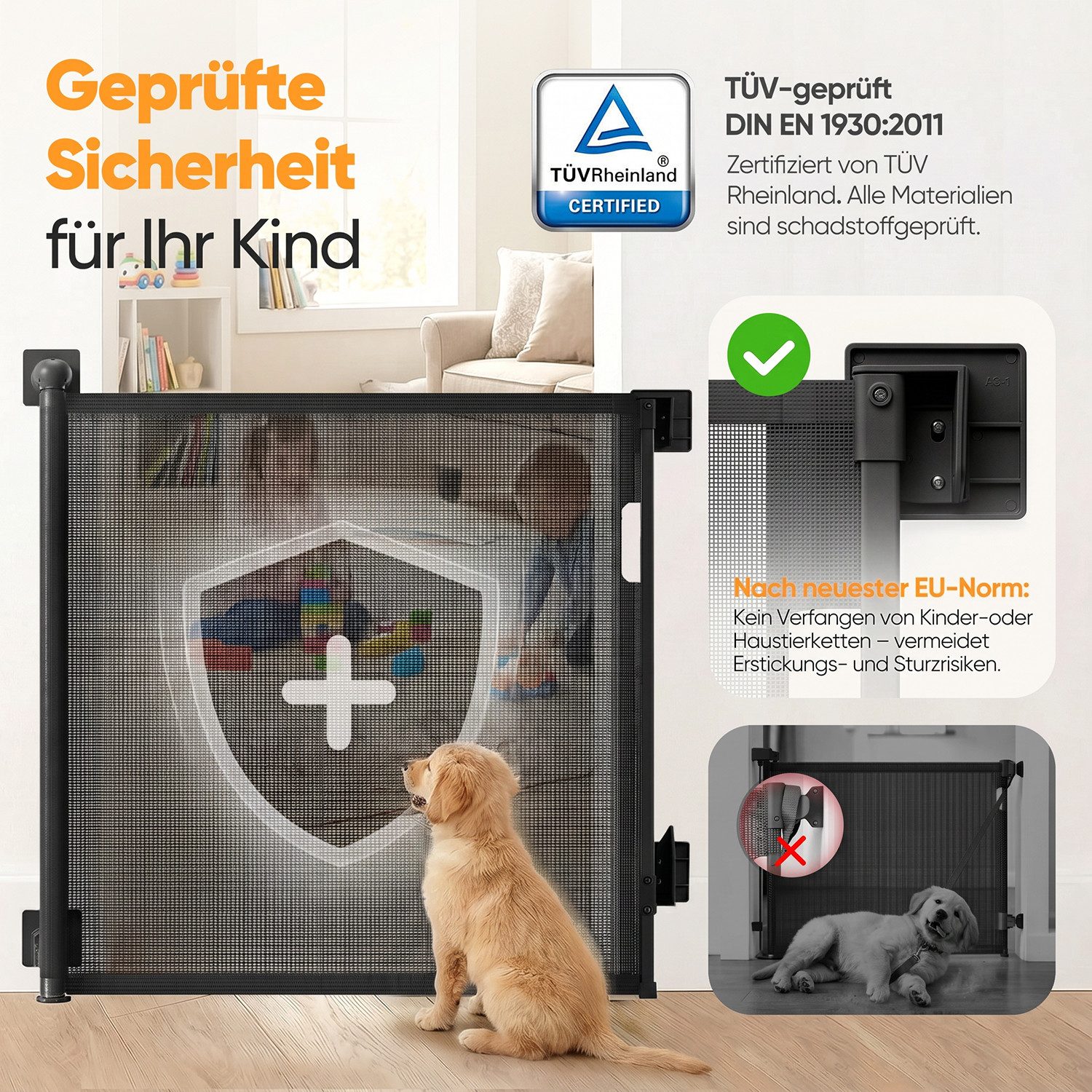 Sekey Treppenschutzgitter Treppenschutzgitter ausziehbar Absperrgitter Hund Kinder Schutzgitter (1 St), 0–150 cm, Schwarz ohne Bohren geeignet für den Innen- und Außenbereich