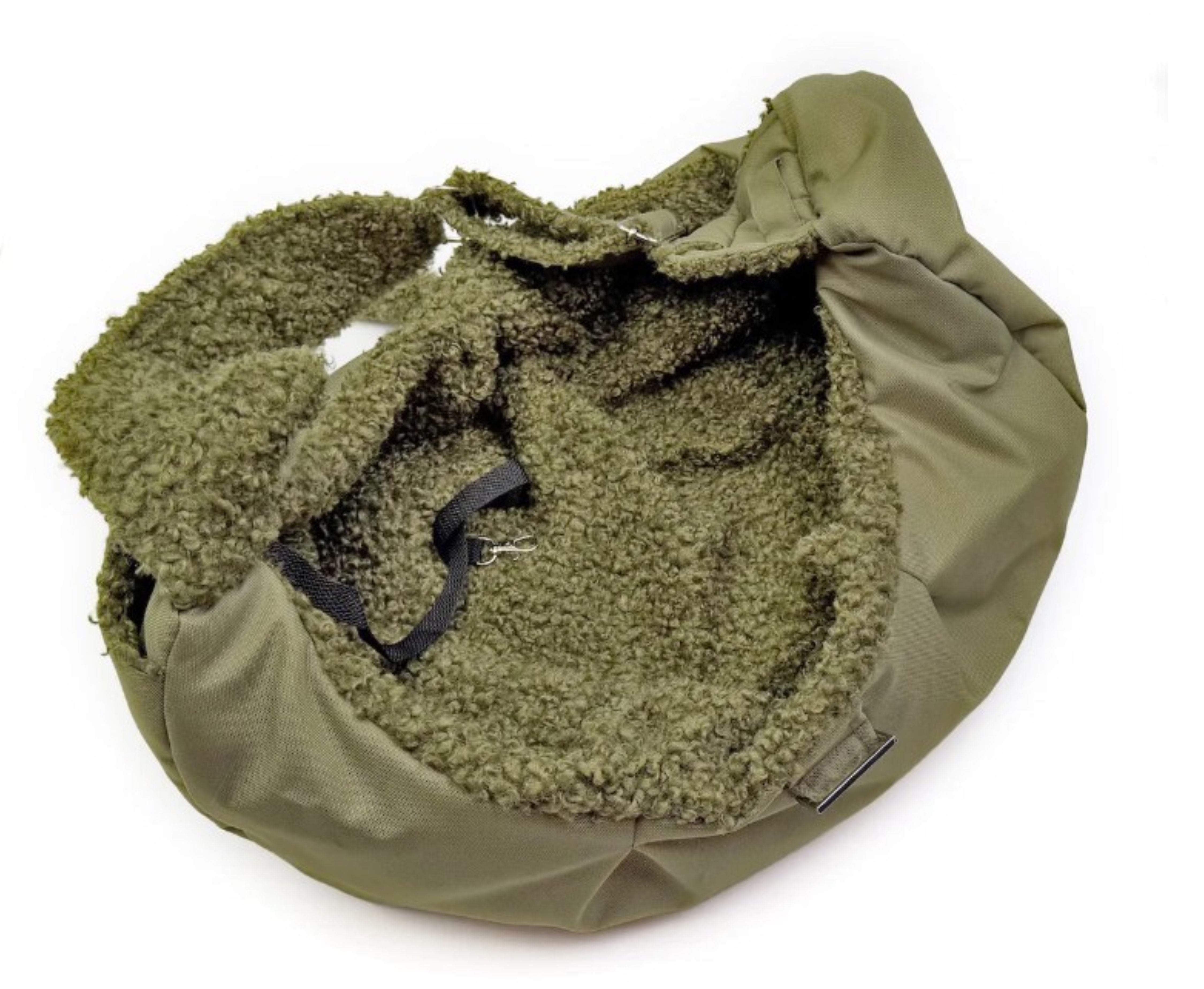Elite Puppy Tiertransporttasche Stylische Crossbody Tragetasche für Hunde andere Haustiere Luxus bis 6 kg, Nylon Sherpa Futter grün bis 6kg waschbar kuschelig gemütlich