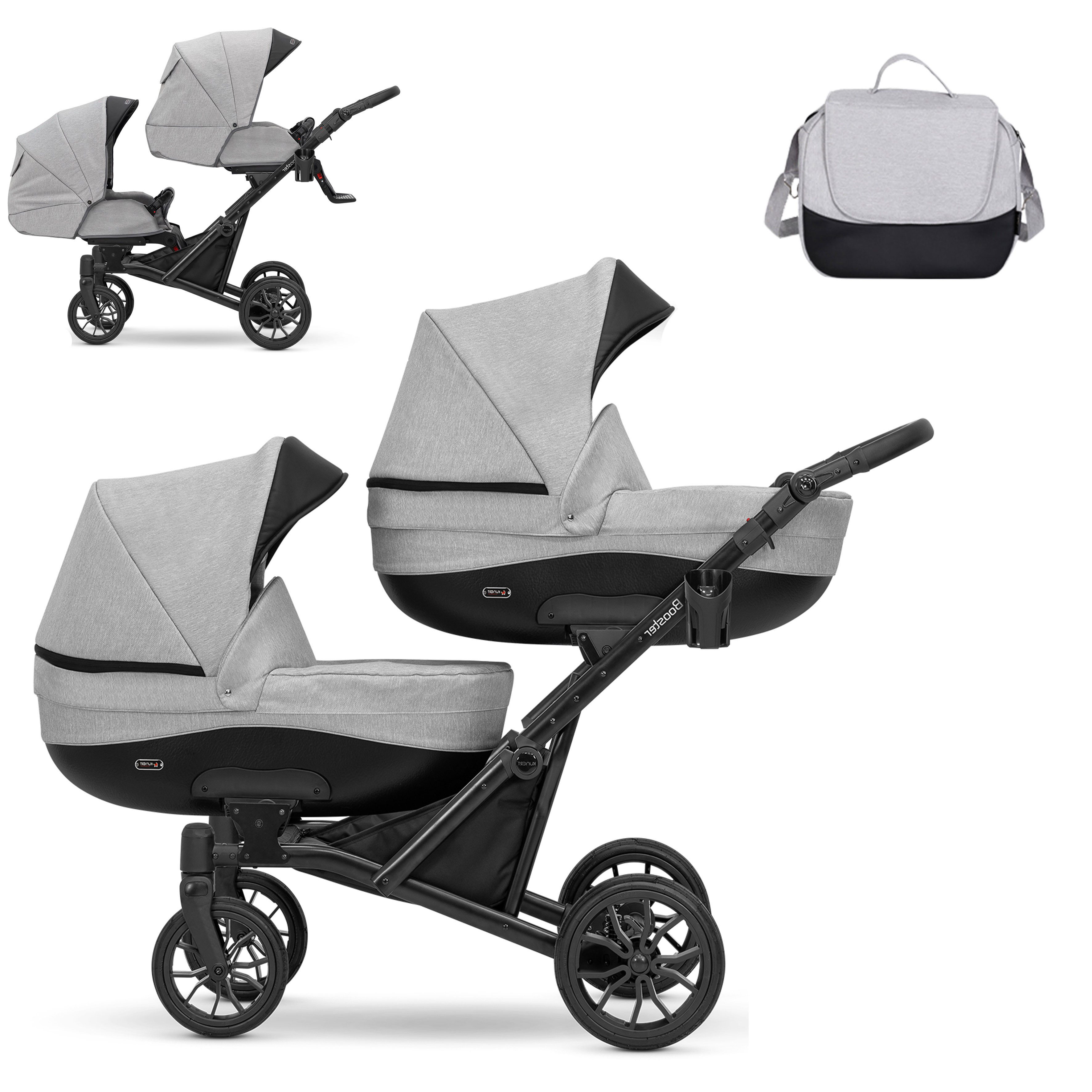 Zwillings-Kombikinderwagen Twin-Go 2 in 1 inkl. Sportsitze und umfangreichen Zubehör in 3 Farben
