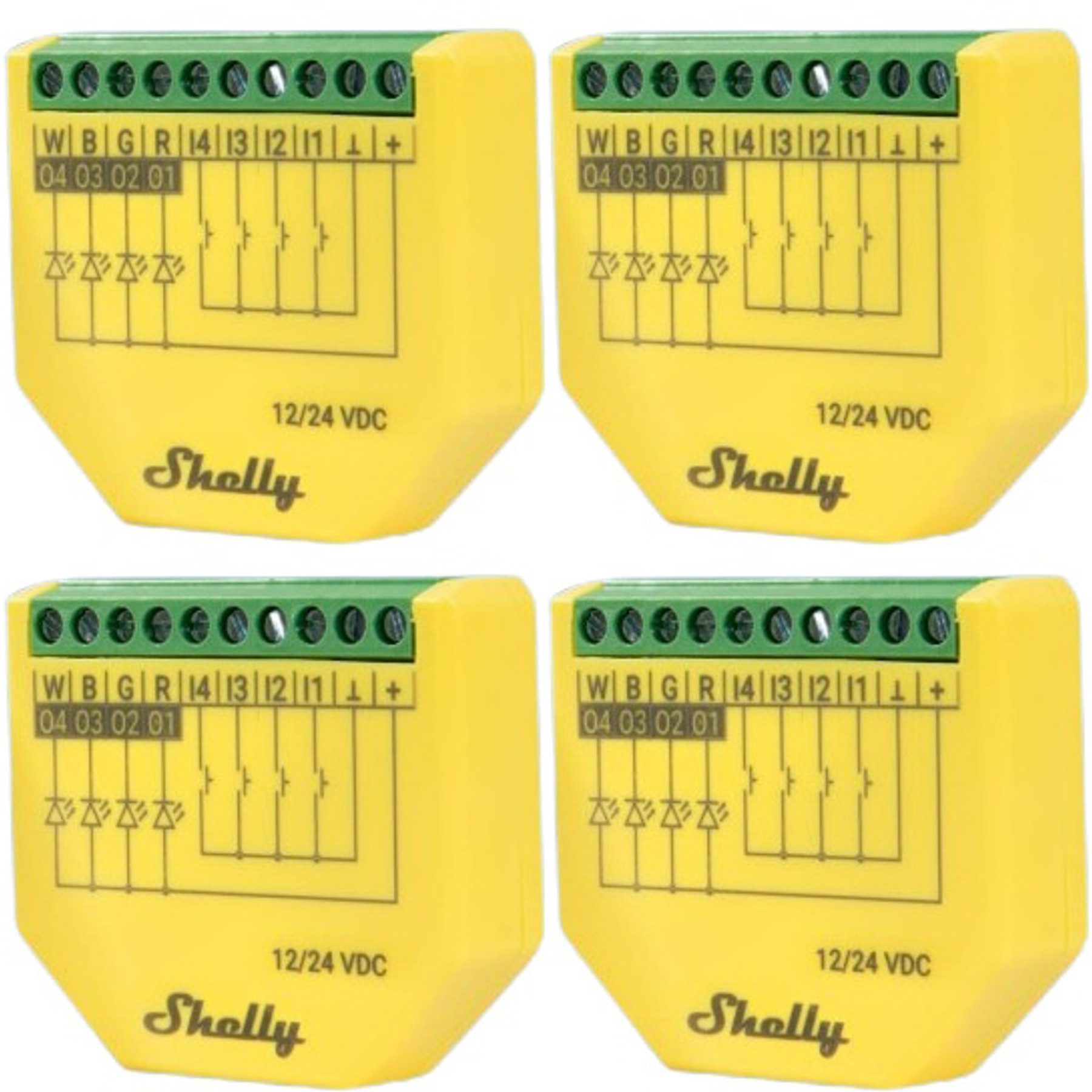 Shelly SHELLY LED-Lichtcontroller Plus RGBW, PM, BT, WLAN, Unterputz, gelb, 4 Smarter LED-Lichtstreifen