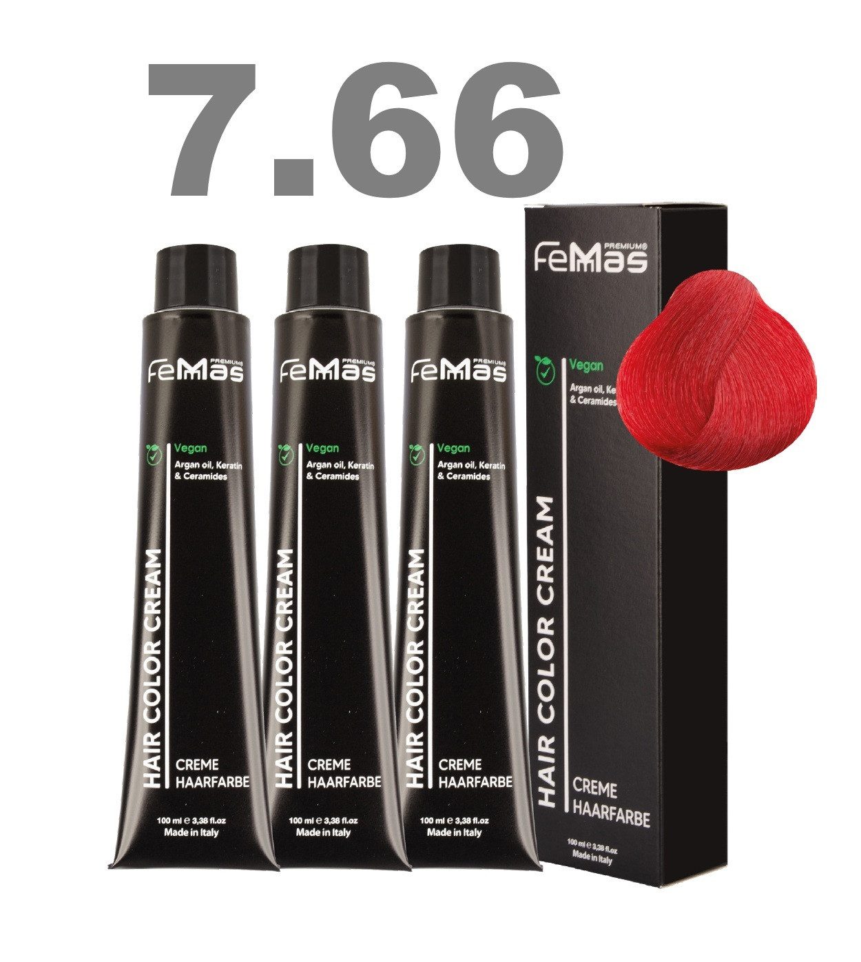 Femmas Premium Haarfarbe FemMas professionelle Haarfarbe mit Arganöl 3 x 100 ml