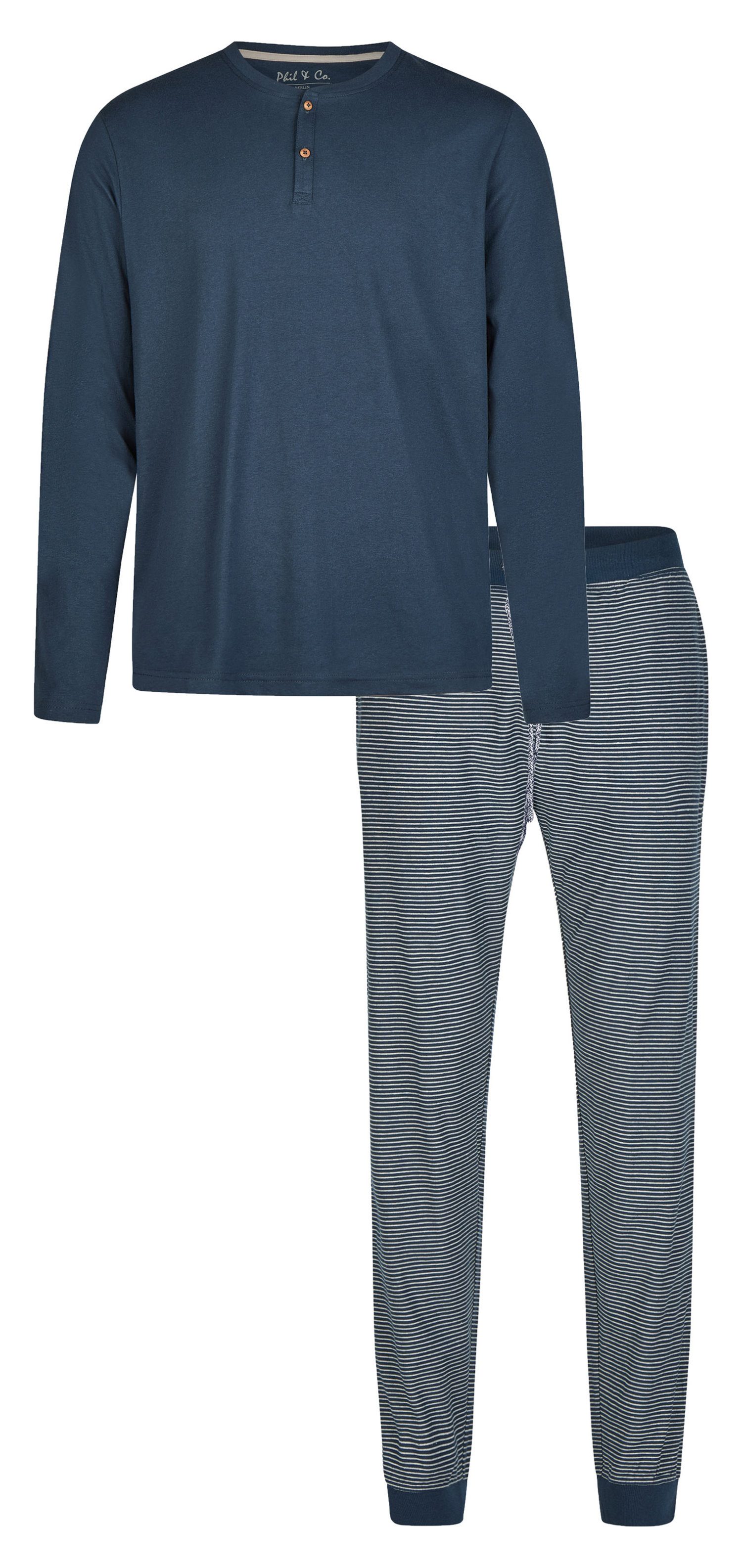 Phil & Co. Schlafanzug Herren Pyjama lang (2 tlg) Baumwolle günstig online kaufen