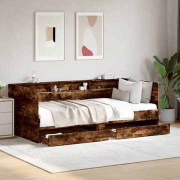 vidaXL Bett Tagesbett mit Schubladen Räuchereiche 100x200 cm Holzwerkstoff
