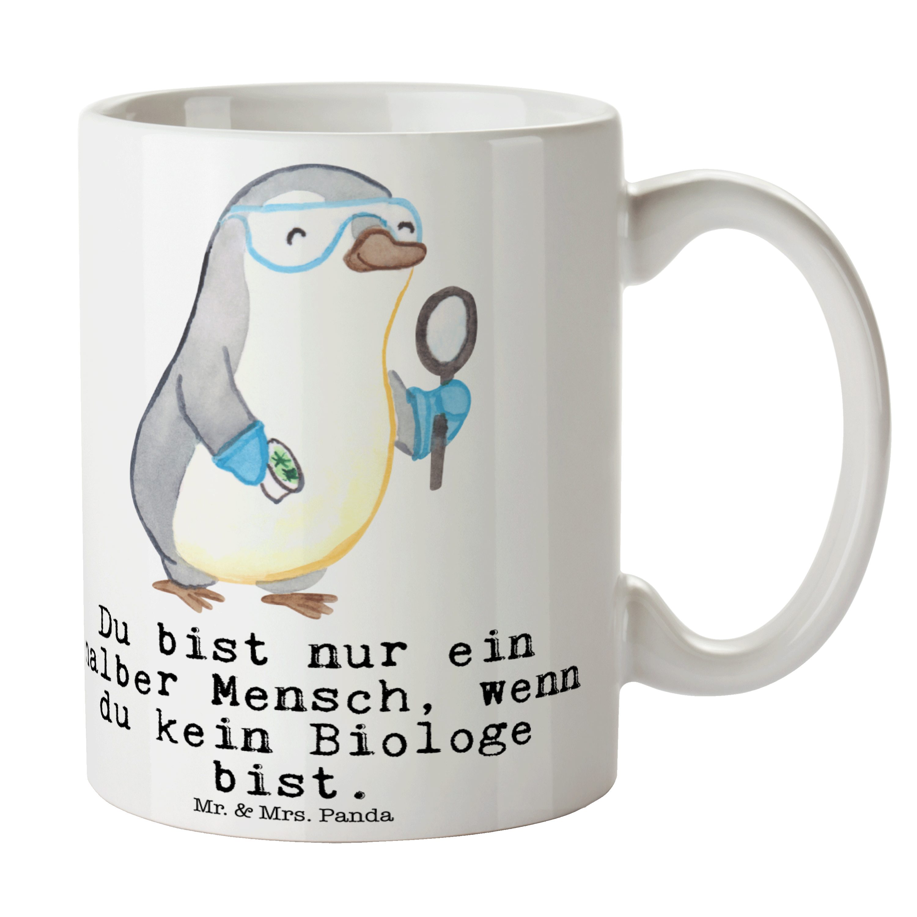 - Keramik Kaffeetass, mit Biologe Herz Teebecher, Tasse & Panda - Tasse, Weiß Geschenk, Büro Mr. Mrs.