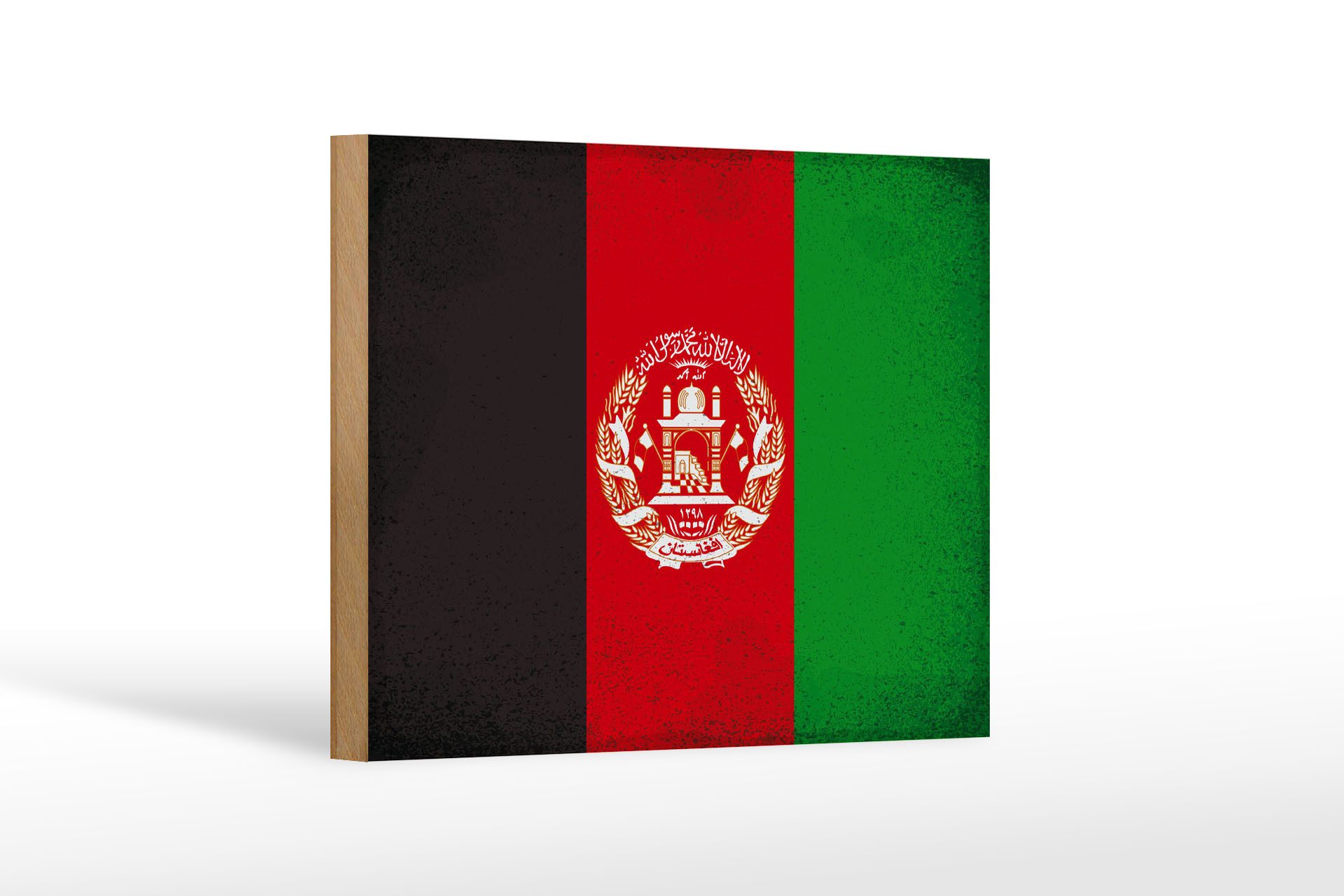 Femer GmbH Holzbild Flagge Afghanistan 18x12 cm Afghanistan Vintage, Flaggen (1 St), Glatte Holzfaserplatte (MDF), vorn beschichtet