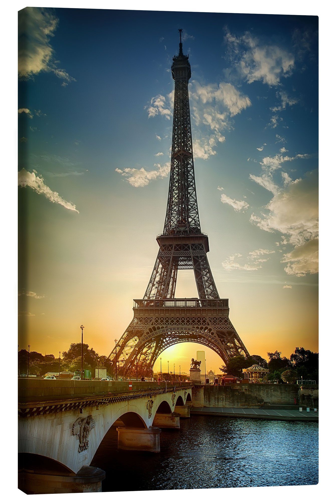 Posterlounge Wandbild Eiffelturm und Pont d'Iena an der Seine in Paris, Editors Choice, erhältlich als Poster, Leinwandbild, Wandsticker oder Acrylglasbild