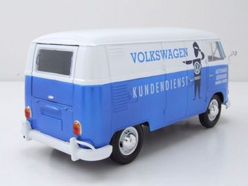 Motormax Modellauto VW T1 Bus Kasten Volkswagen Kundendienst blau weiß Modellauto 1:24, Maßstab 1:24