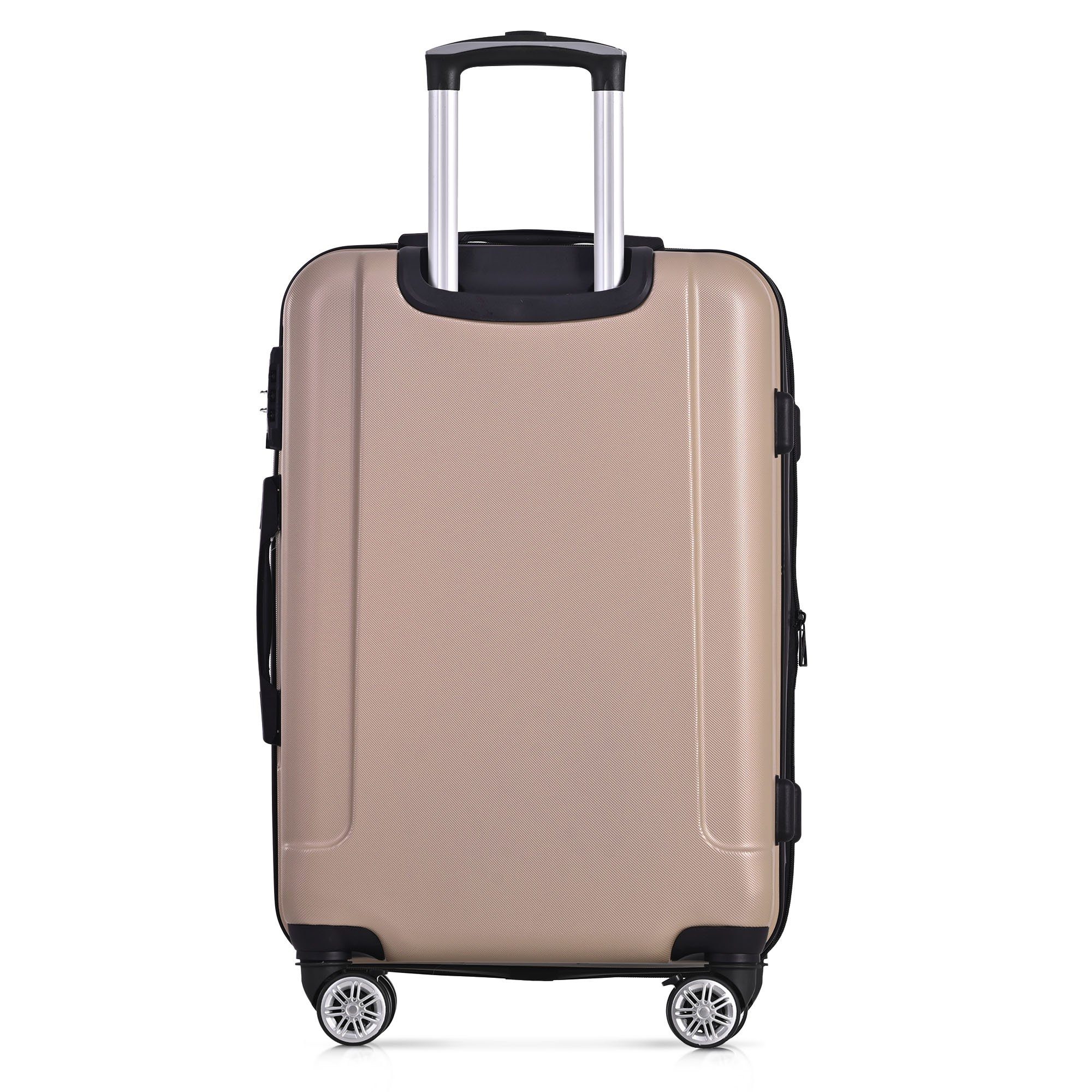 Gepäck, aus Reisekoffer, Merax und 4 Hartschalen-Trolley Rollen, Champagner mit Gold Check-in ABS TSA-Zahlenschloss M Hartschalenkoffer, Doppelrollen, 53cm,