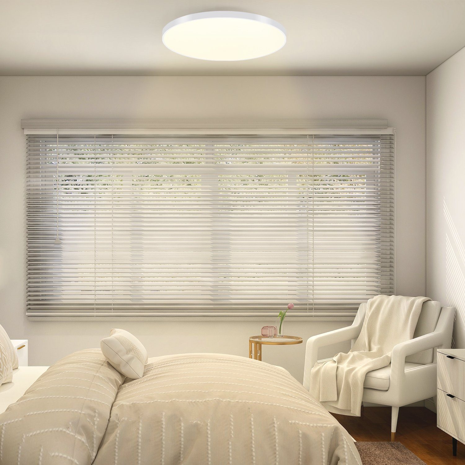 Nettlife LED Panel Schwarz Dimmbar Deckenlampe 37CM 3000-6500K Rund Flach, mit Fernbedienung, LED fest integriert, Warmweiß/Neutralweiß/Kaltweiß, für Schlafzimmer Flur Küche Wohnzimmer