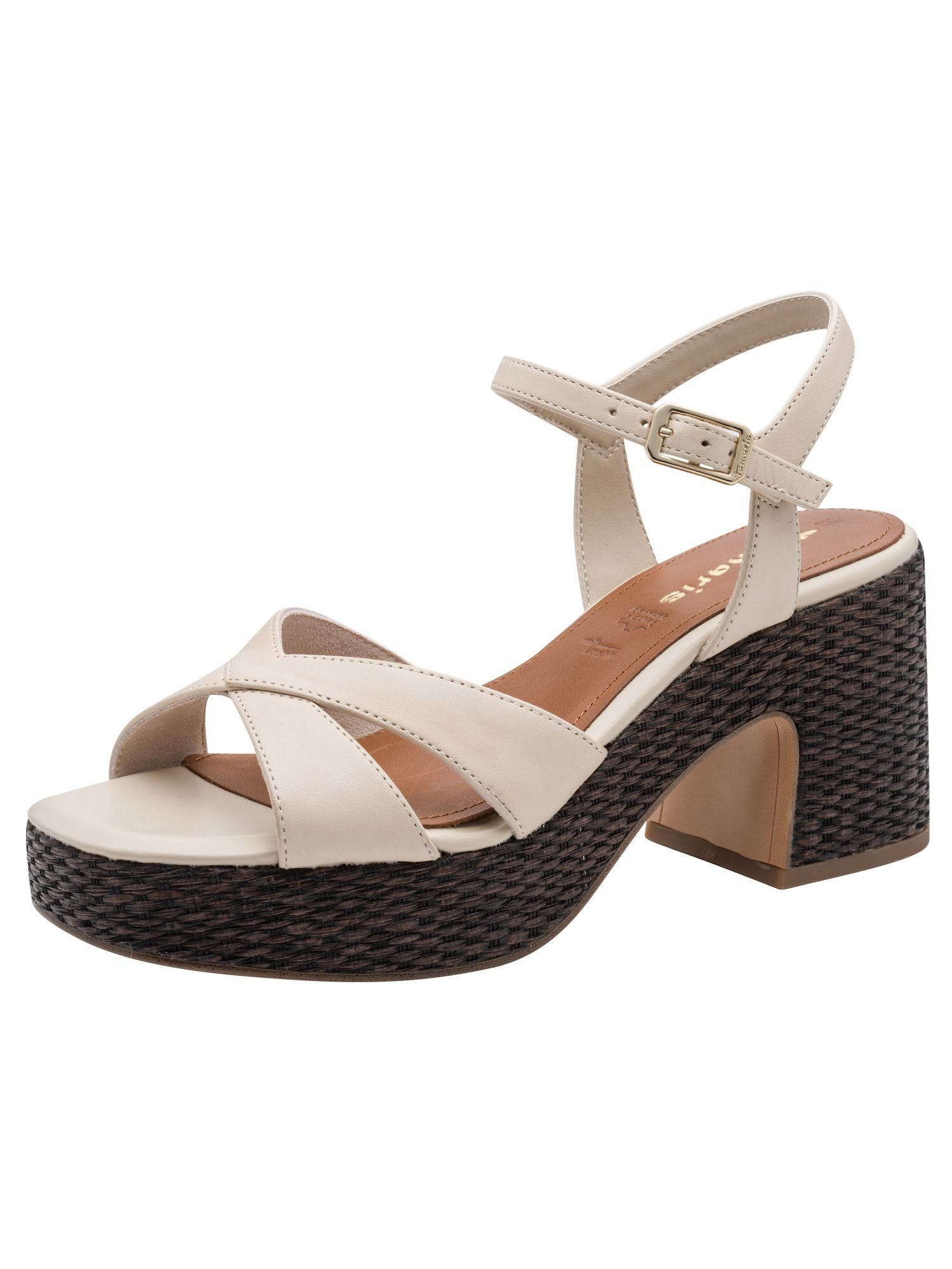 Tamaris TOUCH-IT, ANTIslide aus Leder Blockabsatz Sandalette TOUCH-IT