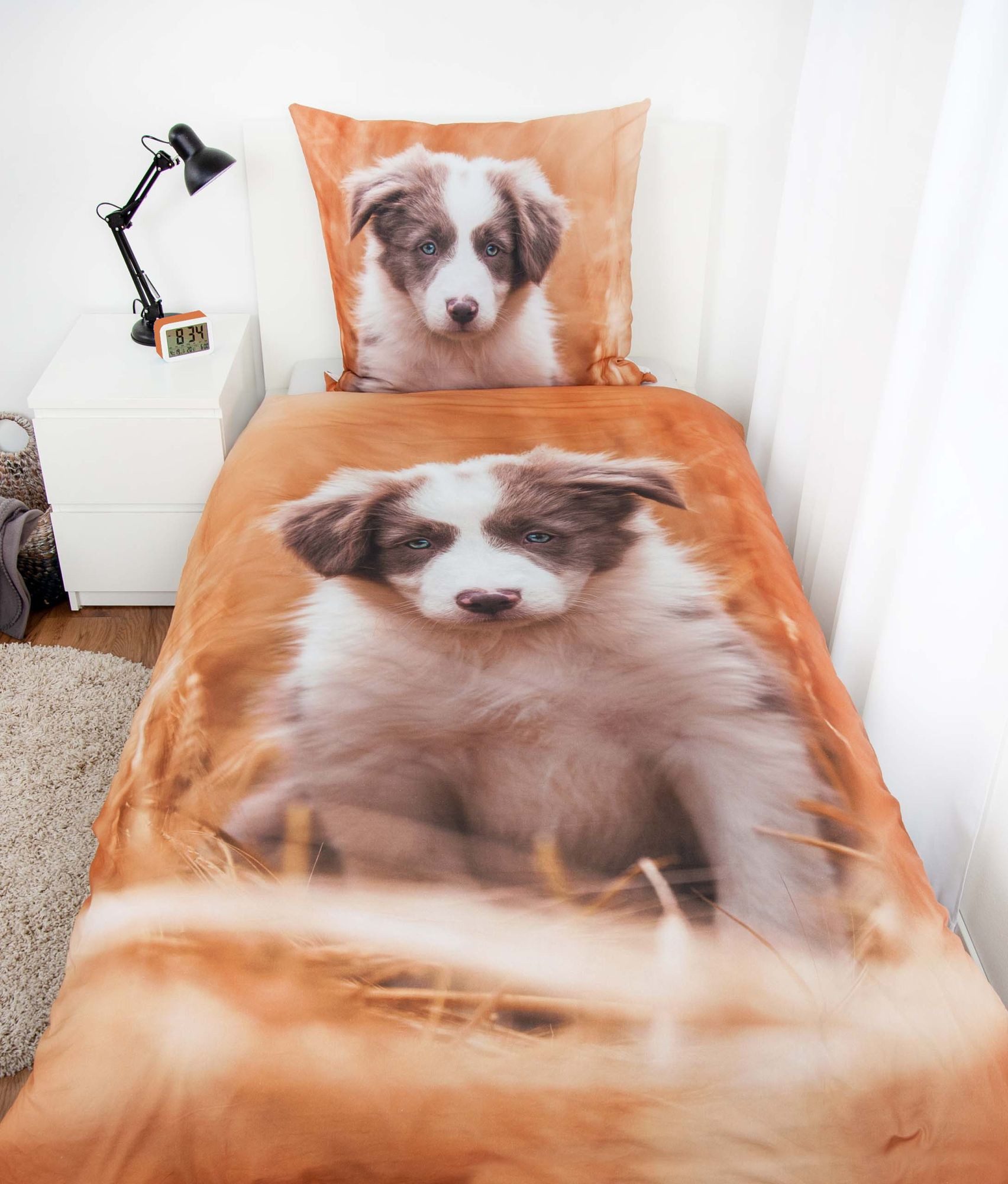 Herding Kinderbettwäsche Bettwäsche Set mit Hund Welpe135 x 200 cm 80 x 80 cm 100% Baumwolle, 2 teilig, Langlebig