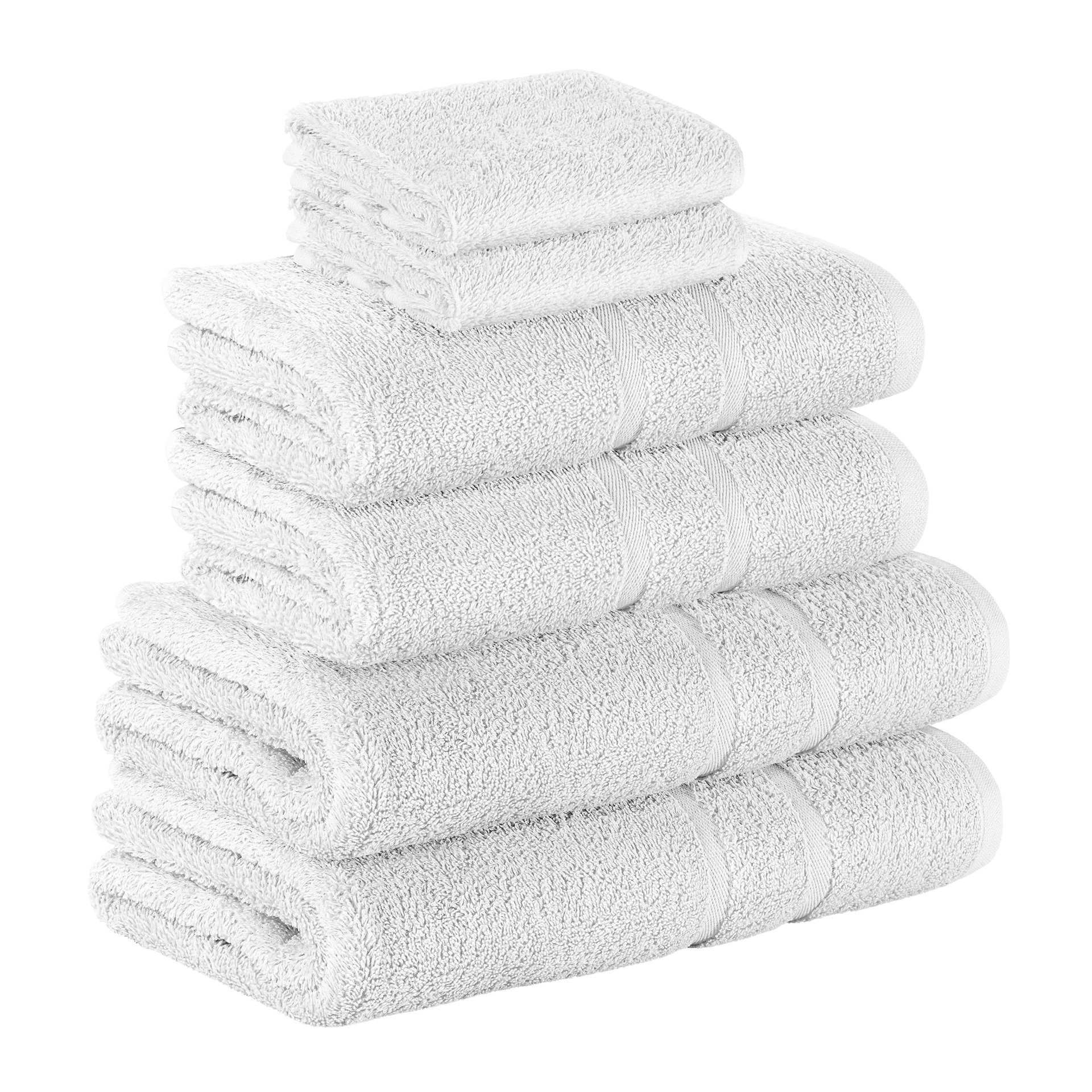 StickandShine Handtuch Set 2x Gästehandtuch 2x Handtücher 2x Duschtücher als SET in verschiedenen Farben (6 Teilig) 100% Baumwolle 500 GSM Frottee 6er Handtuch Pack, 100% Baumwolle 500GSM Weiß | Handtuch-Sets