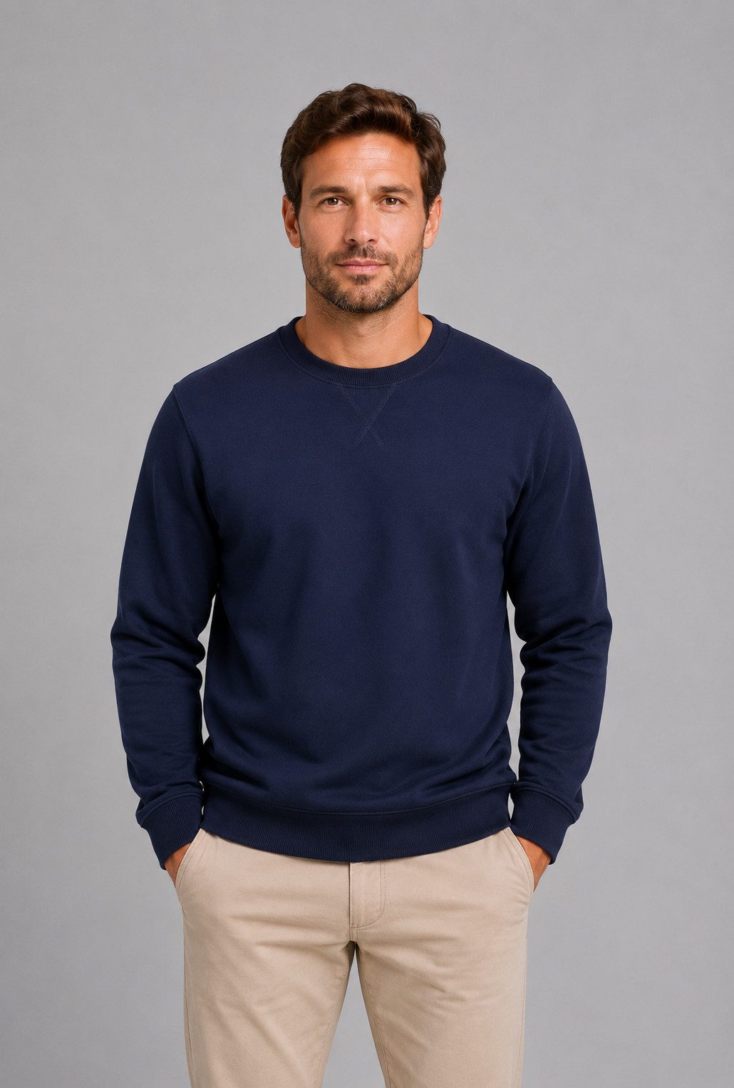 Smith & Solo Sweatshirt Herren, Pullover Baumwolle Loose Fit, Langarm, unifarben