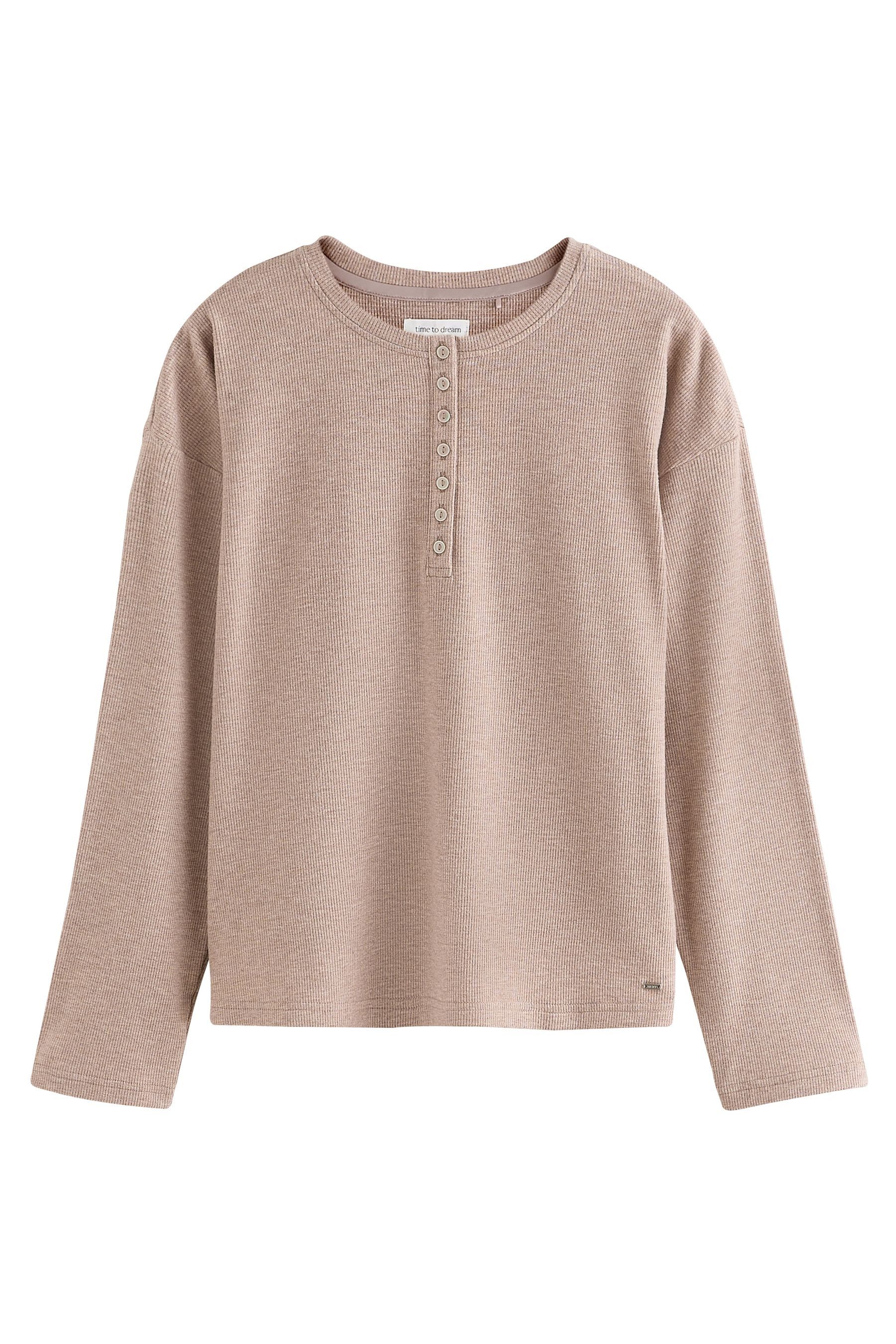 Next Pyjama Henley-Schlafanzug mit Waffelstruktur (2 tlg) – Bild 2 von 5
