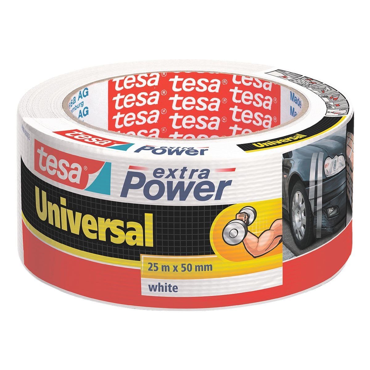 tesa Klebeband extra Power® Universal zum Verpacken, Reparieren oder Abdichten weiß
