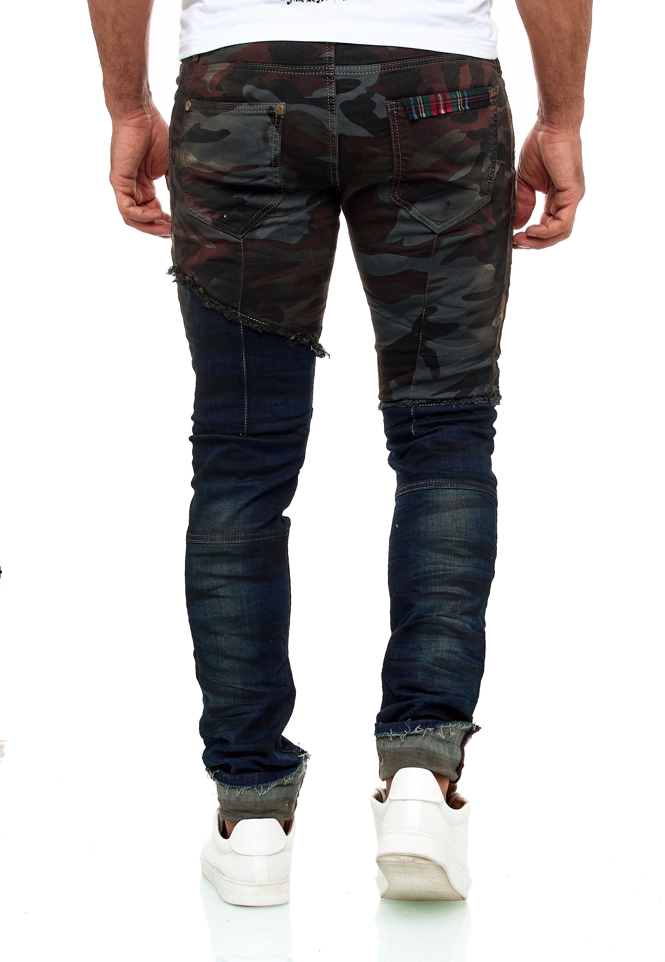 Slim-fit-Jeans KINGZ Army-Look im