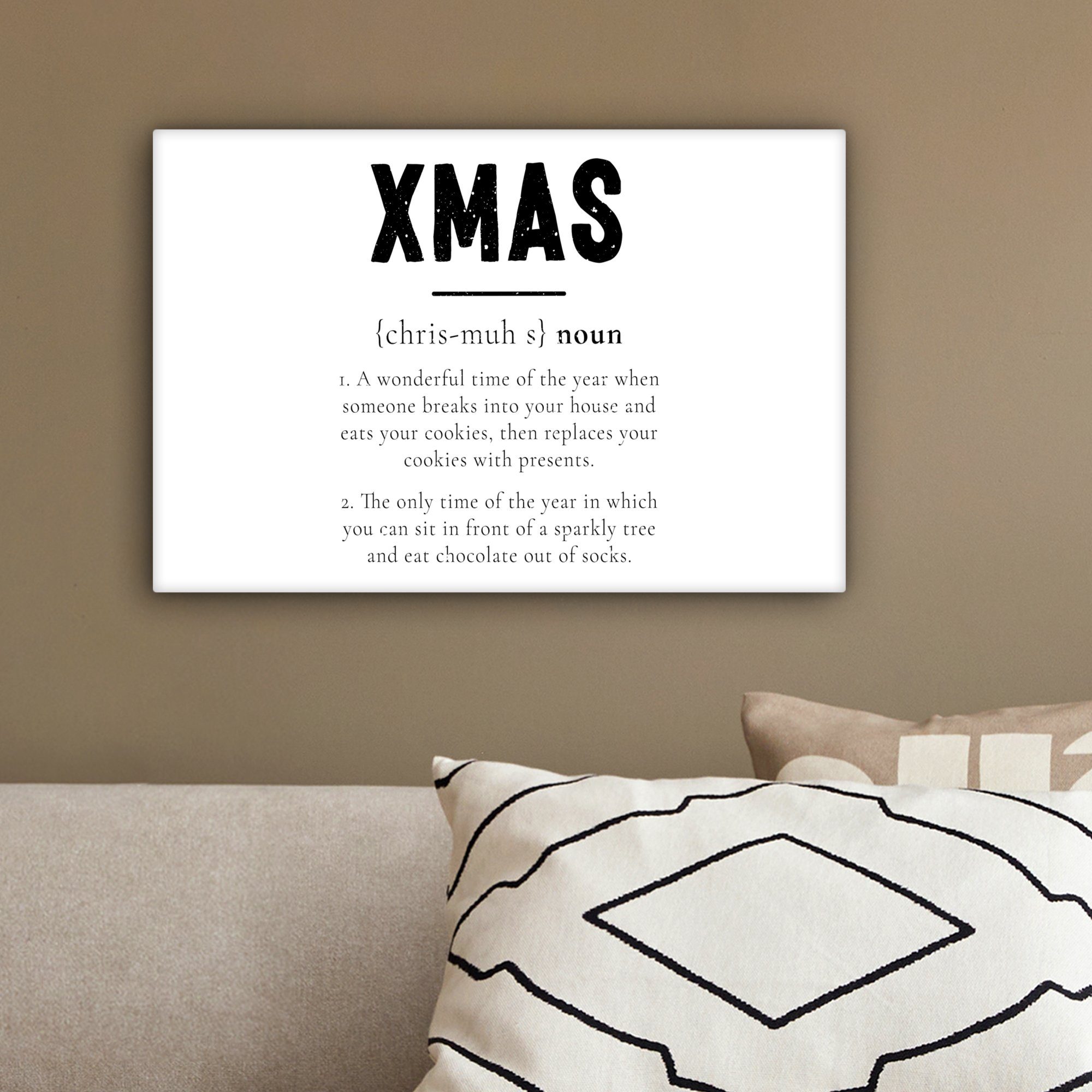 - - Feiertage, Wanddeko, - OneMillionCanvasses® Xmas St), Leinwandbilder, Weihnachten Aufhängefertig, 30x20 Wandbild - (1 Zitate Leinwandbild Weiß cm