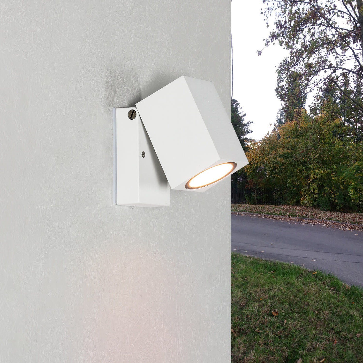 Haus Außenleuchte Leuchtmittel, klappbar AALBORG, ohne Außen-Wandleuchte wetterfest Wandlampe Licht-Erlebnisse IP44 Eingang Weiß