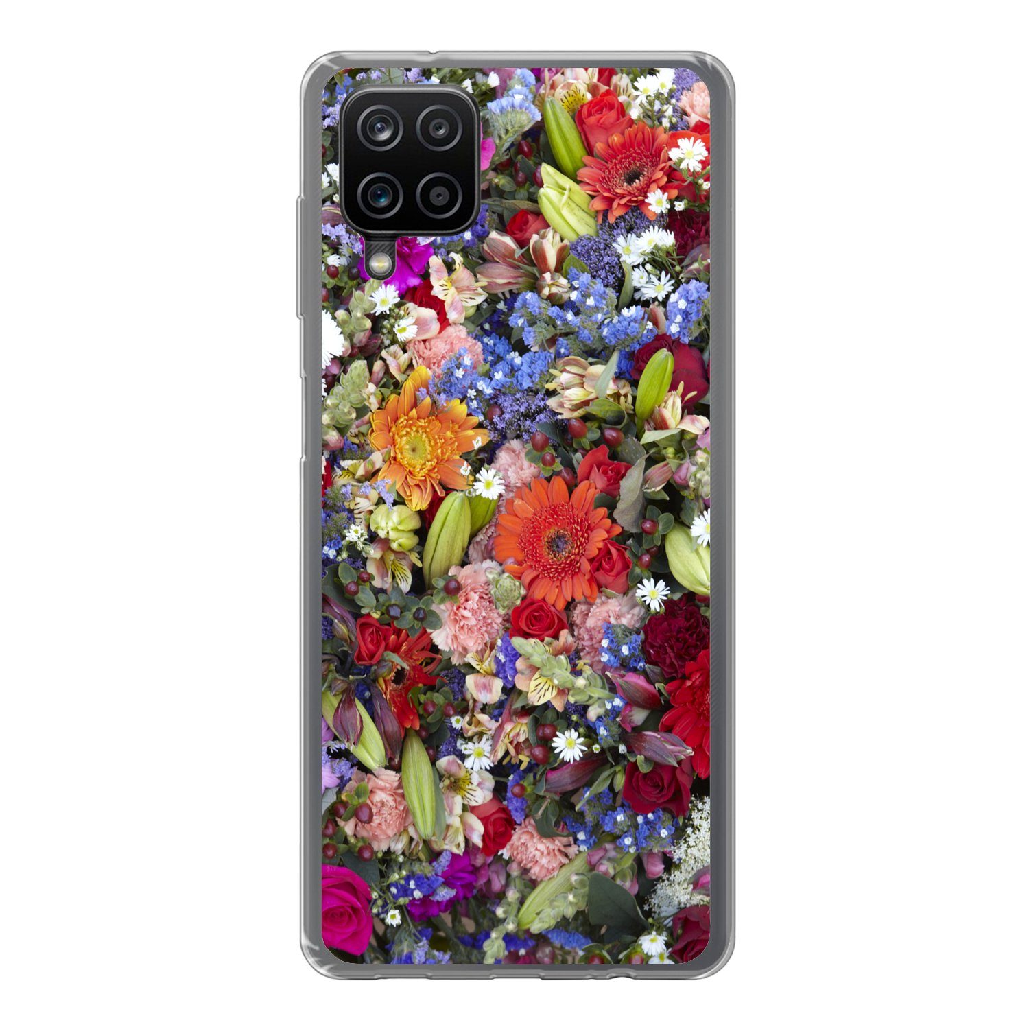 MuchoWow Handyhülle Ein florales Design mit leuchtenden Farben, Handyhülle Samsung Galaxy A12, Smartphone-Bumper, Print, Handy
