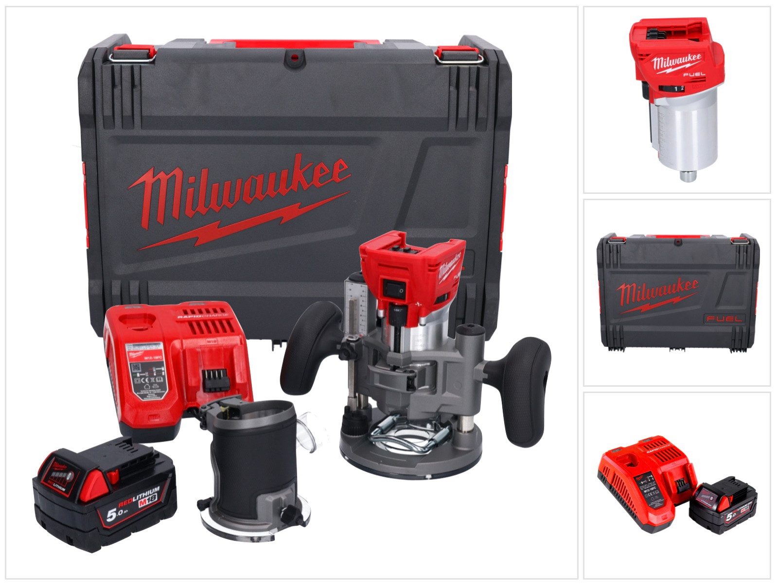 Milwaukee Oberfräse M18 FTR-501X Akku Fräse 18 V Brushless + 1x Akku 5,0 Ah + Ladegerät +