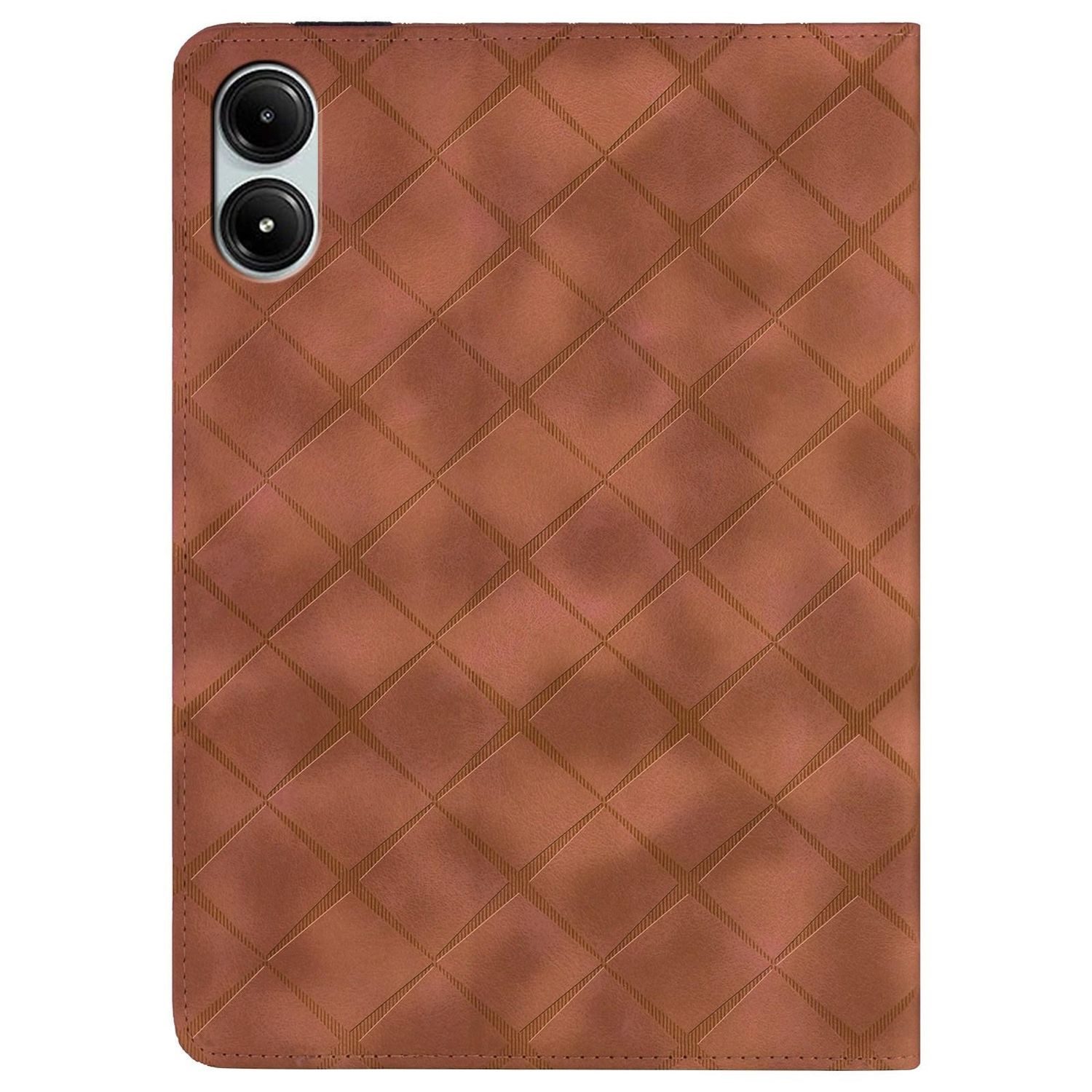 Wigento Tablet-Hülle Für Xiaomi Redmi Pad Pro 12.1 Rhombus Muster Kunstleder Tasche Braun, Faltbare Kunstleder Hülle mit Stifthalter und Standfunktion