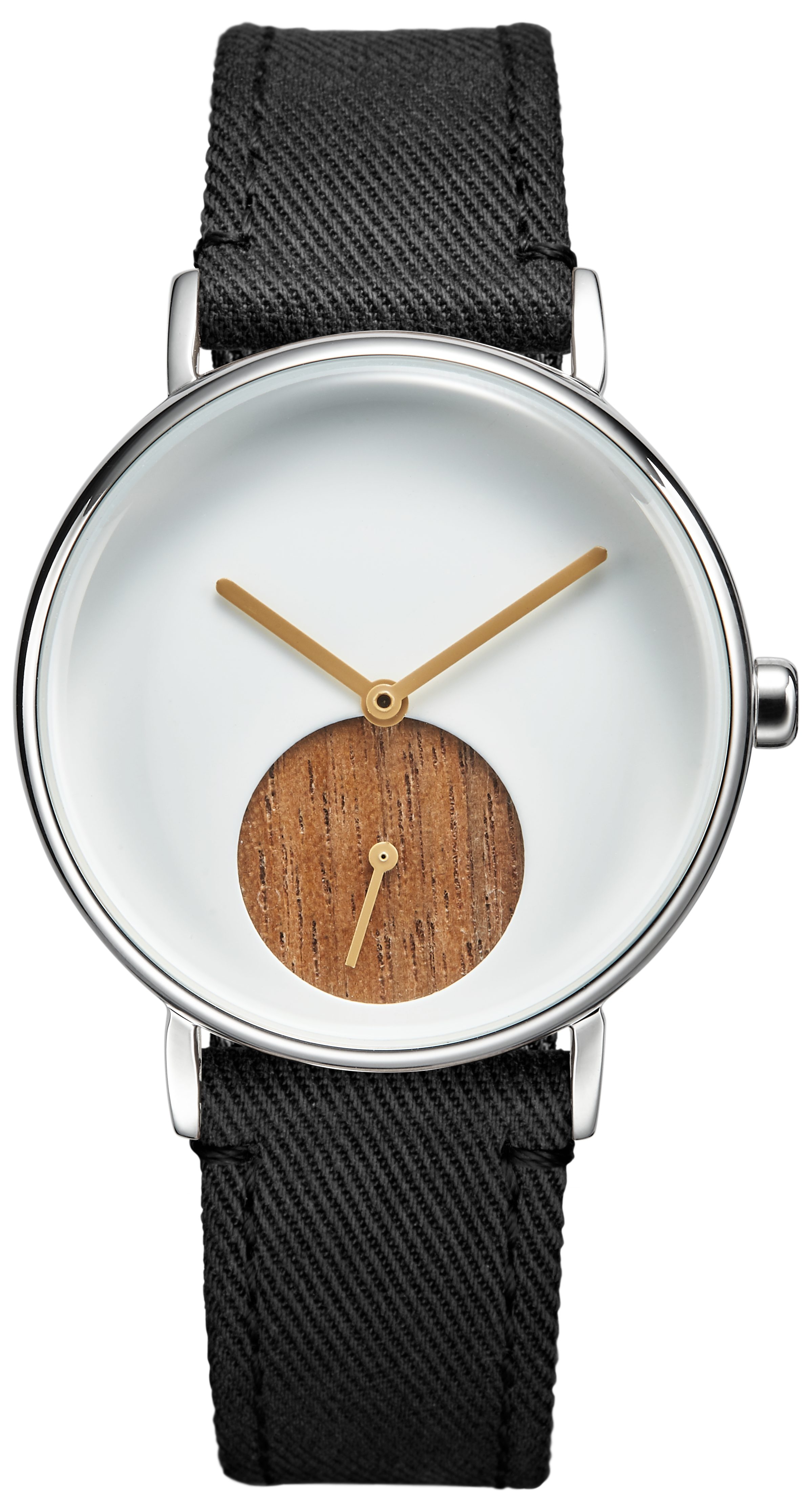 Jacques Farel Quarzuhr ORD0001 nachhaltige Damen Armbanduhr Recycling-Stahlgehäuse Holz Lyocellband 3 bar, Analog Schwarz Weiß Braun Holzuhr Geschenk Frauen Ø36 mm