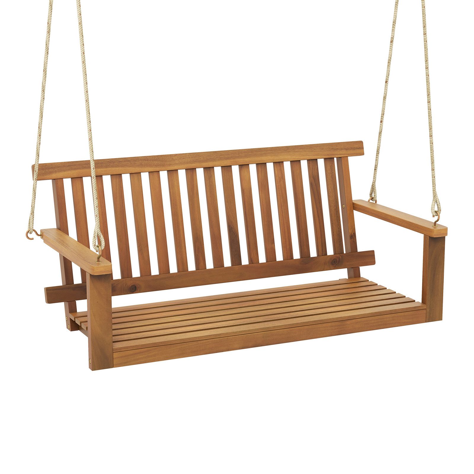 COSTWAY Hollywoodschaukel, Verandaschaukel Akazienholz, für 2 Personen, 360kg